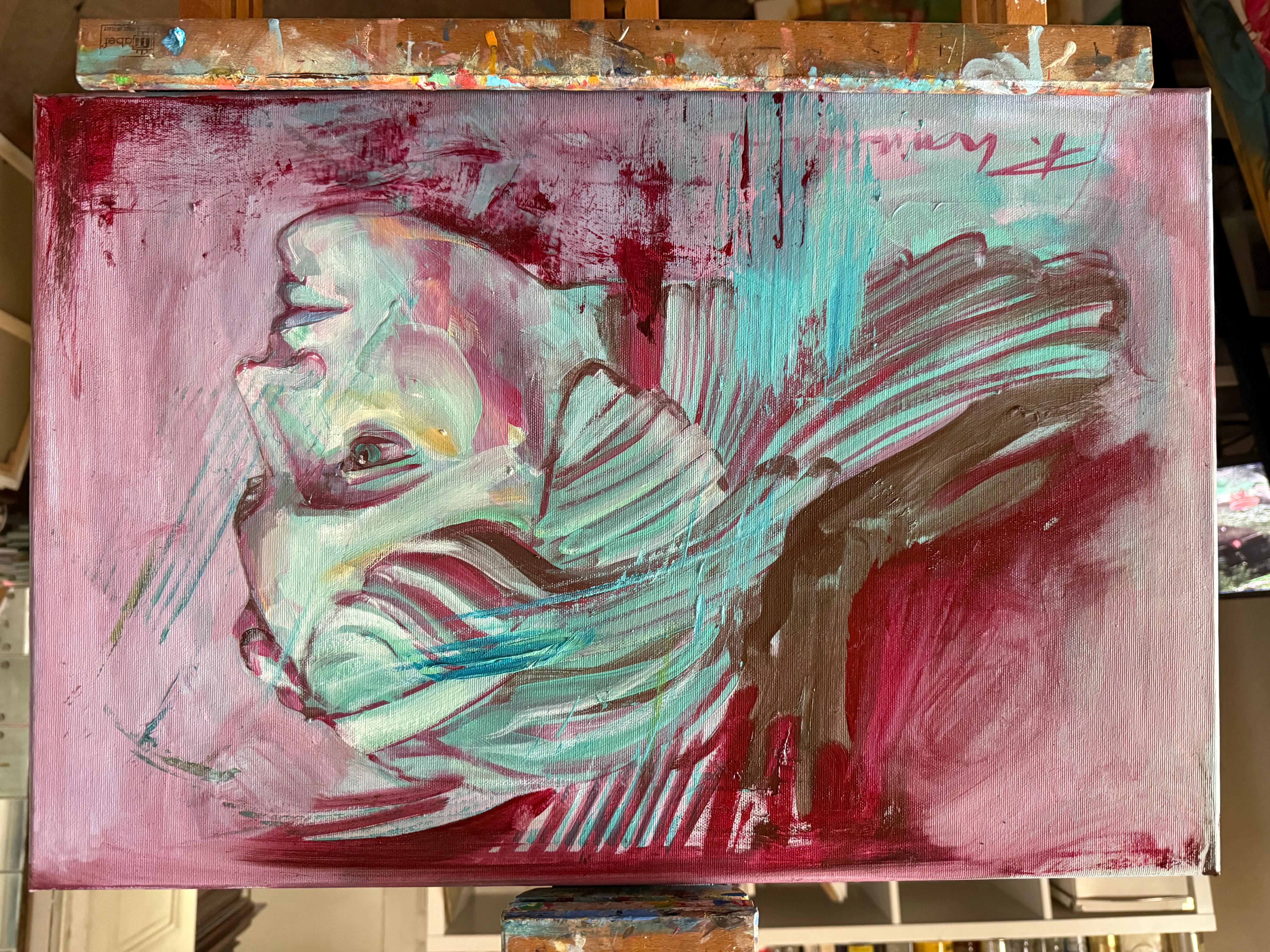 Hypnos 2 God of Sleep signed Paula Craioveanu oil on canvas For Sale 1
