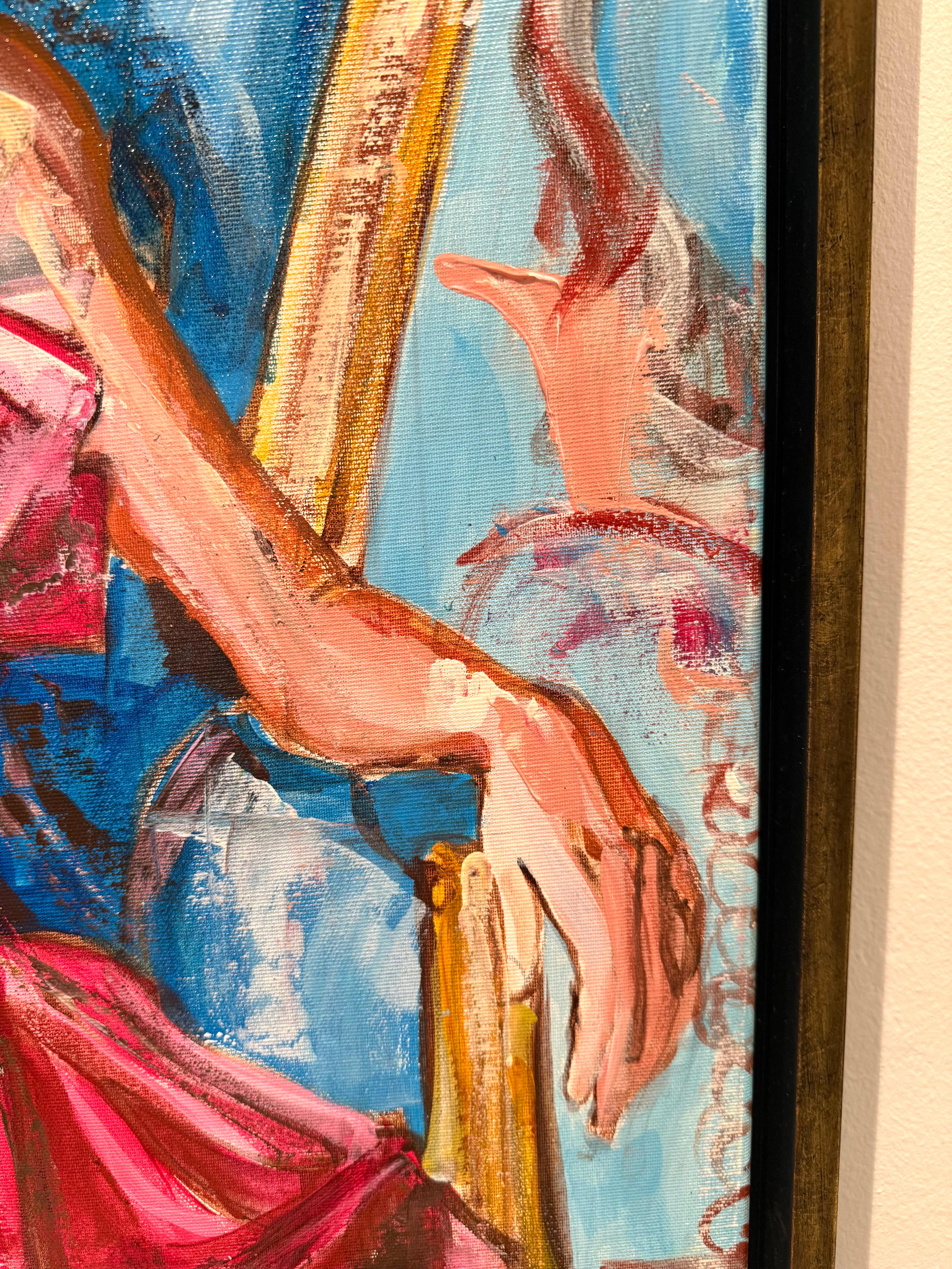 Lady with Books 1, Originalgemälde von Paula Craioveanu, 39x23in FRAMED im Angebot 10