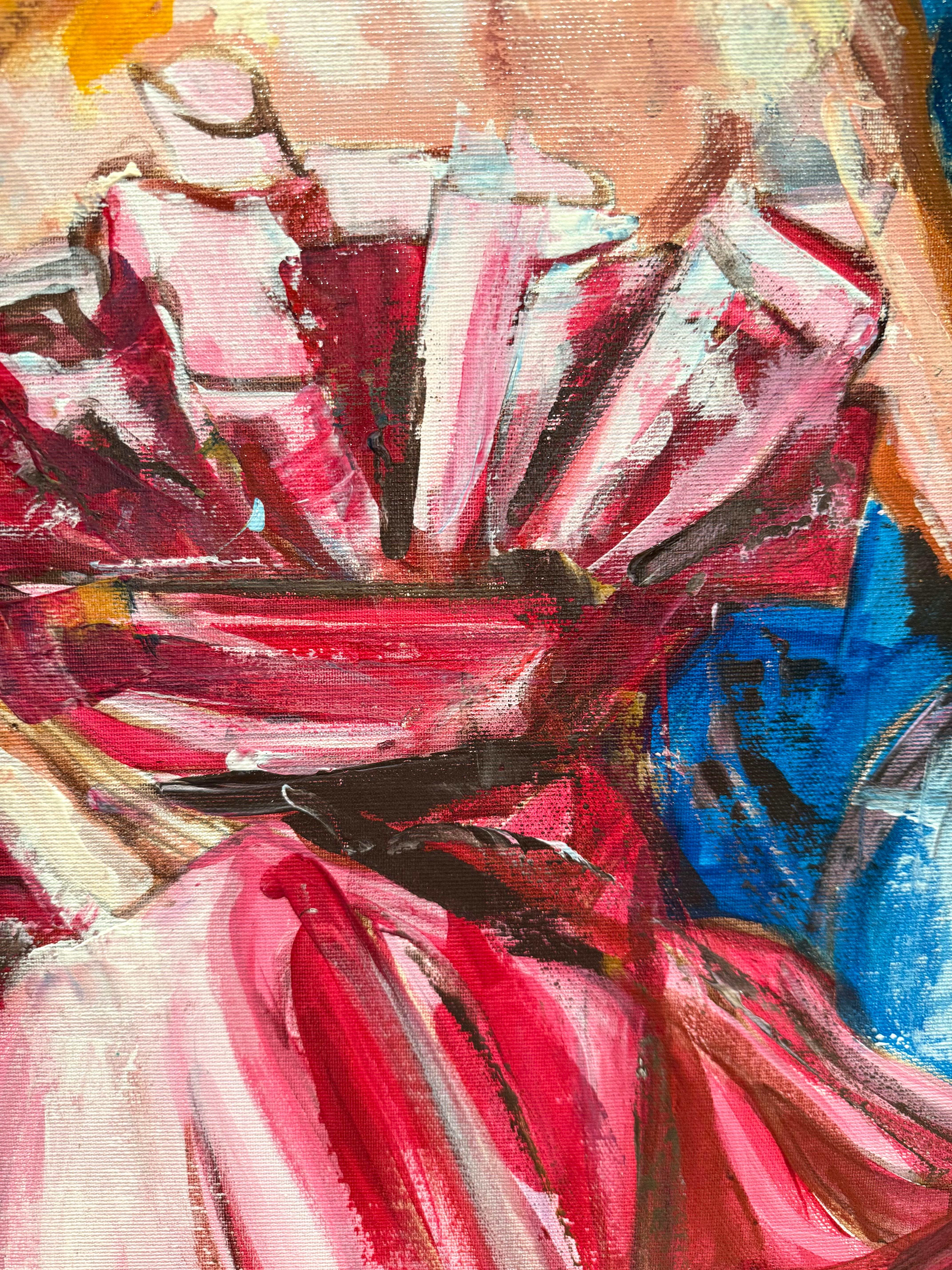 Lady with Books 1, Originalgemälde von Paula Craioveanu, 39x23in FRAMED im Angebot 13