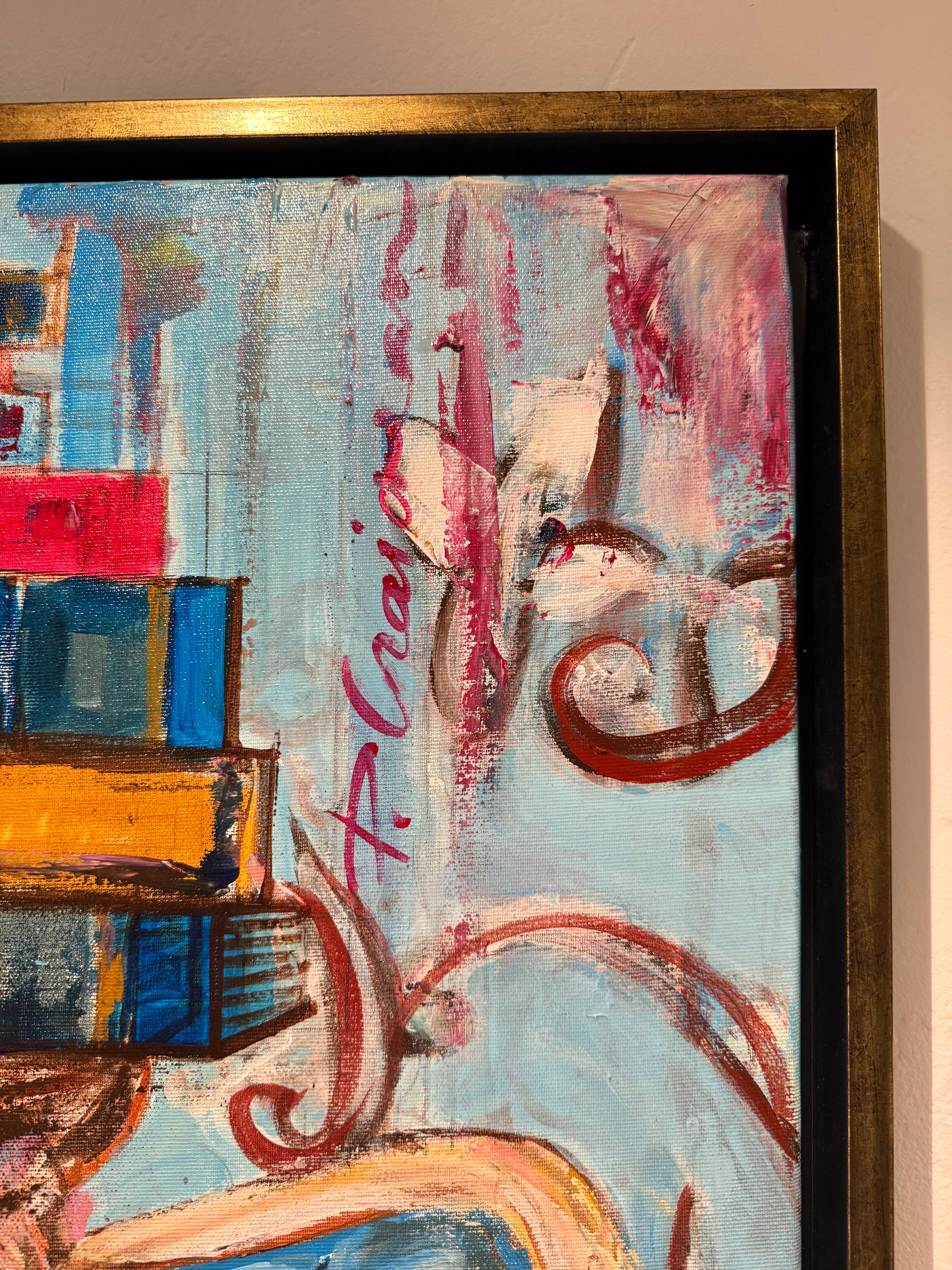 Lady with Books 1, Originalgemälde von Paula Craioveanu, 39x23in FRAMED im Angebot 8