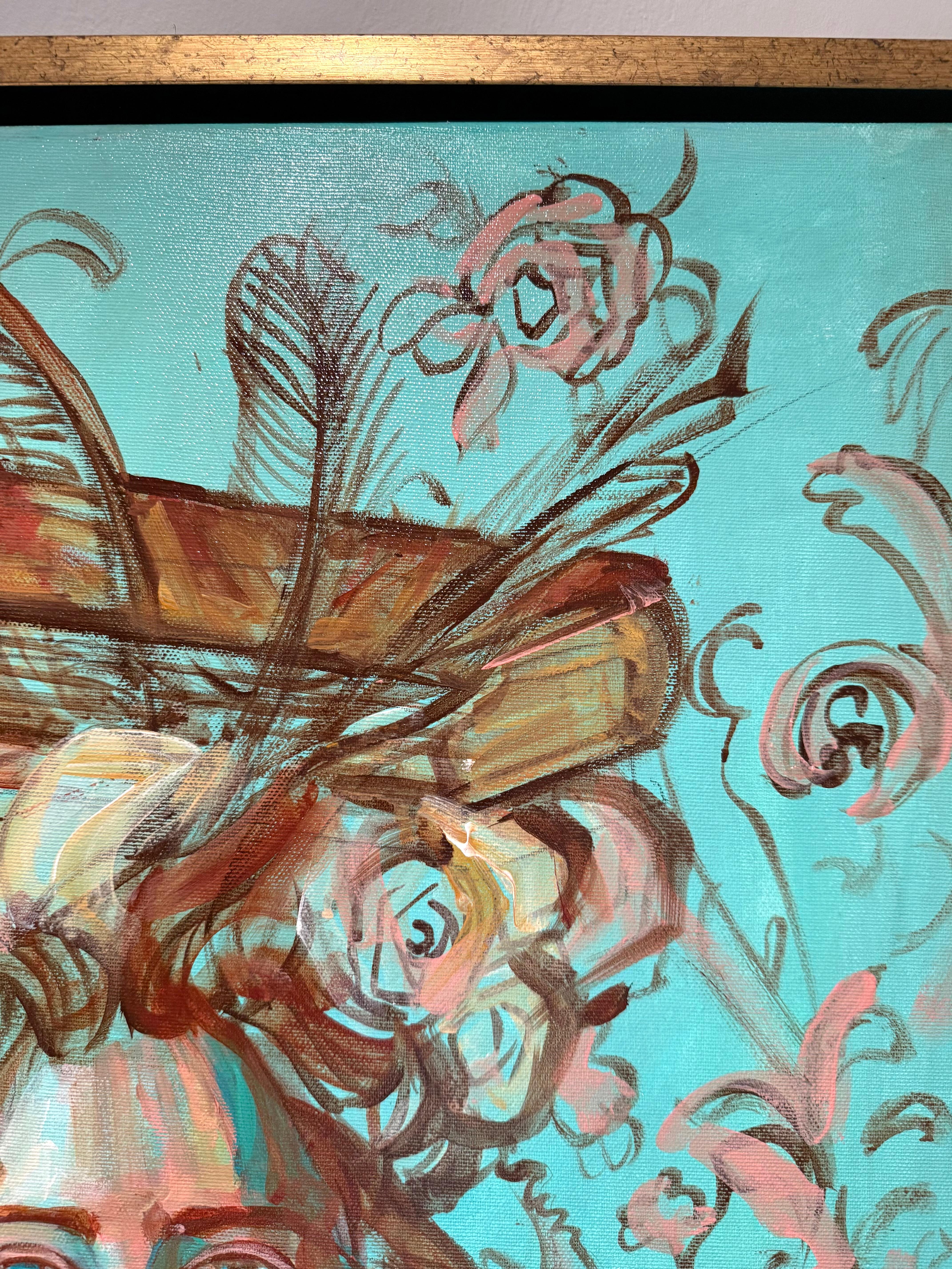 Dame mit Büchern #3 -  Surreales Gemälde von Paula Craioveanu, gerahmt im Angebot 7