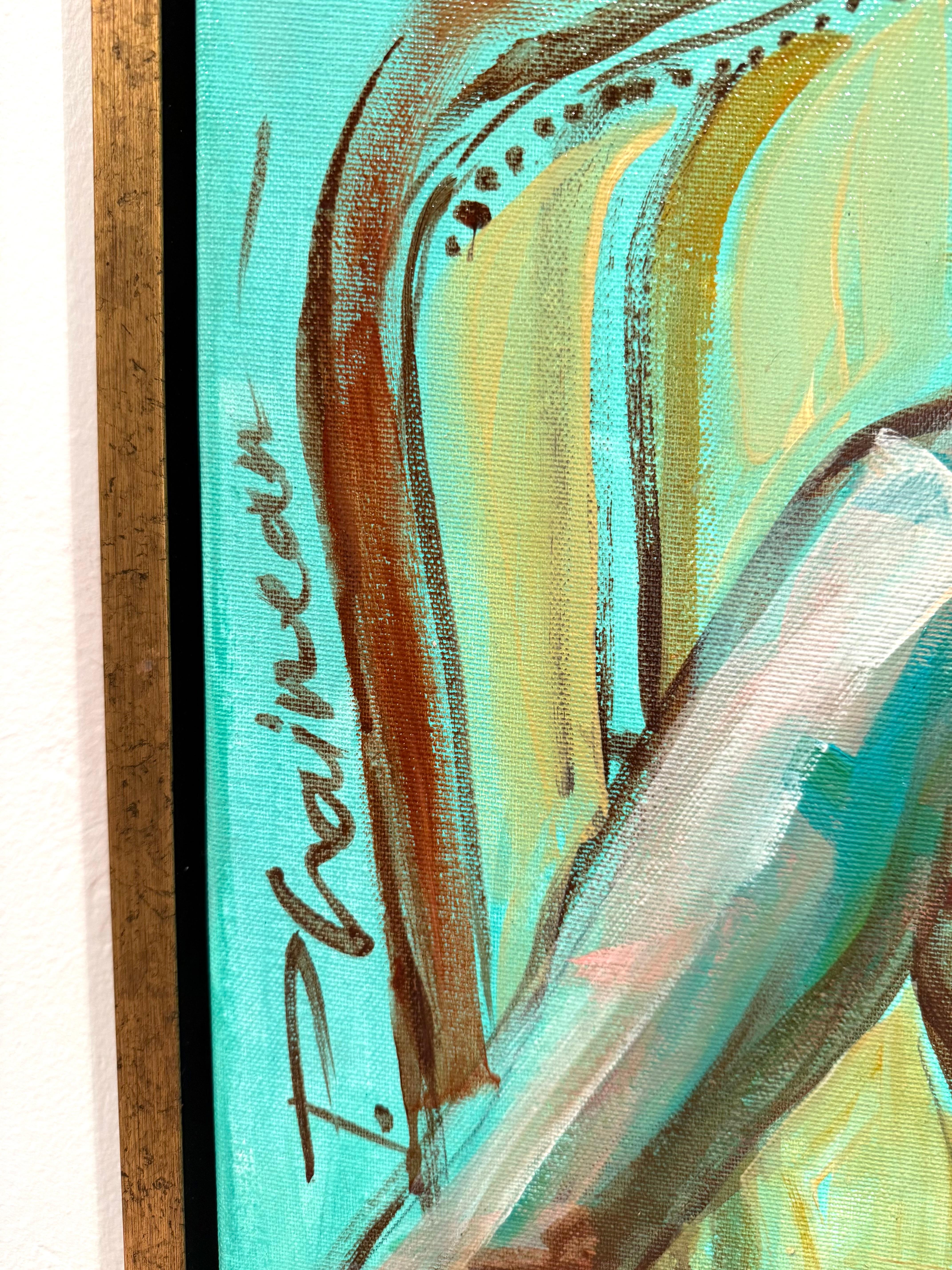 Dame mit Büchern #3 -  Surreales Gemälde von Paula Craioveanu, gerahmt im Angebot 8