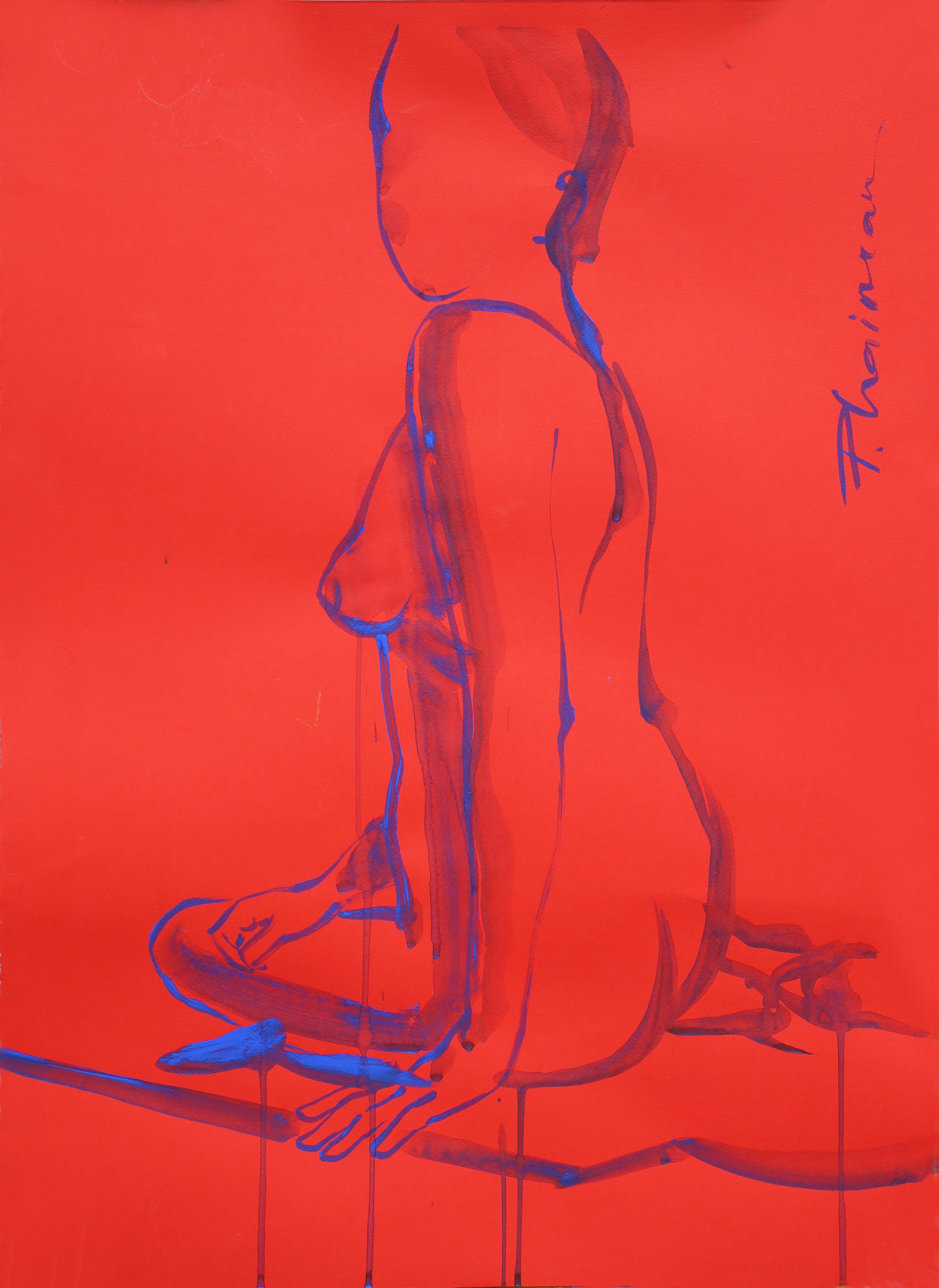 Modern Venus original blue ultramarine nude by Paula Craioveanu 