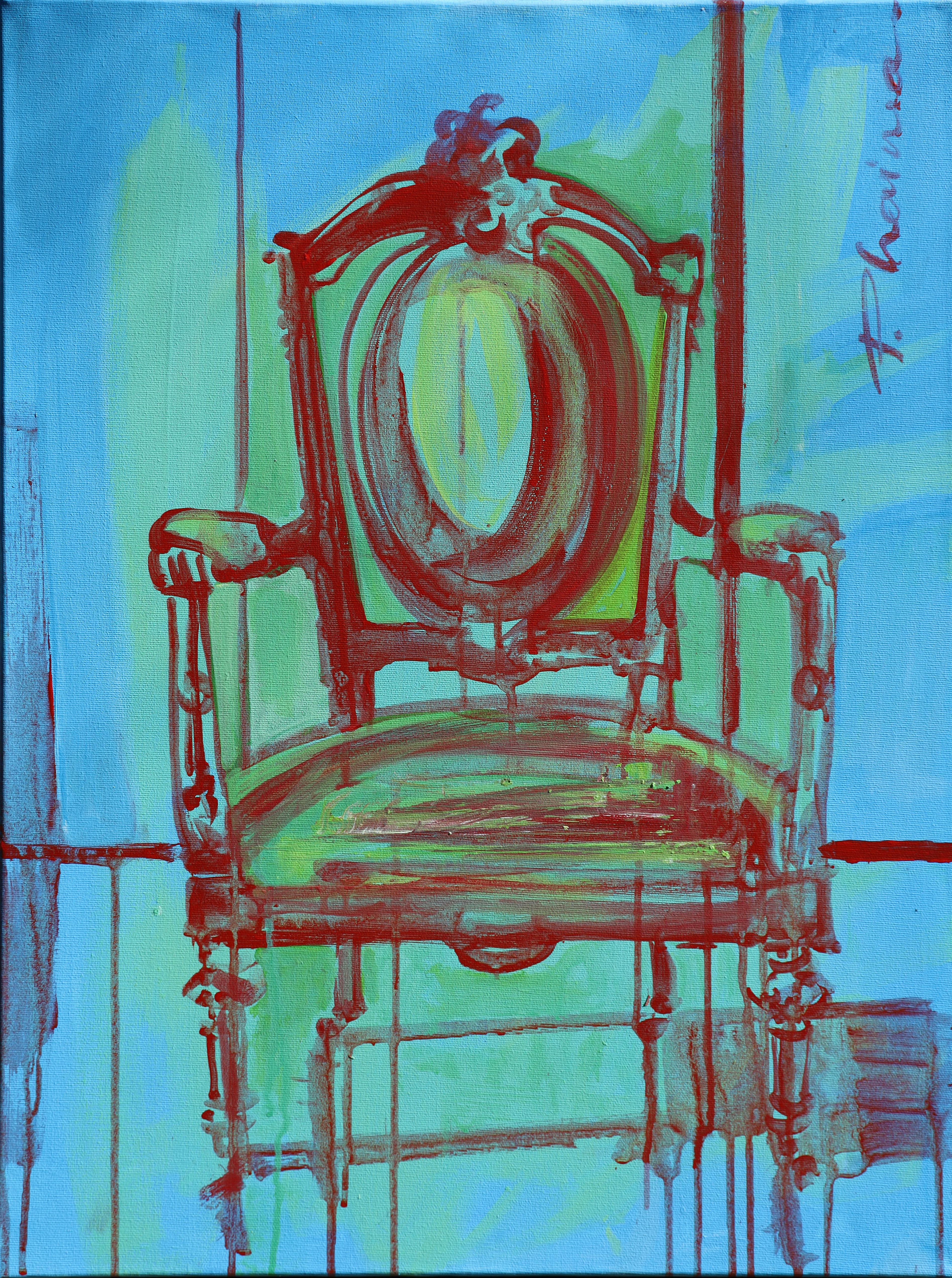 Louis XVI #7 original painting by Paula Craioveanu 27.5x19.5in framed For Sale 1