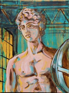 Man and the Machines #4  Paula Craioveanu oil/canvas Neo Mythology FRAMED