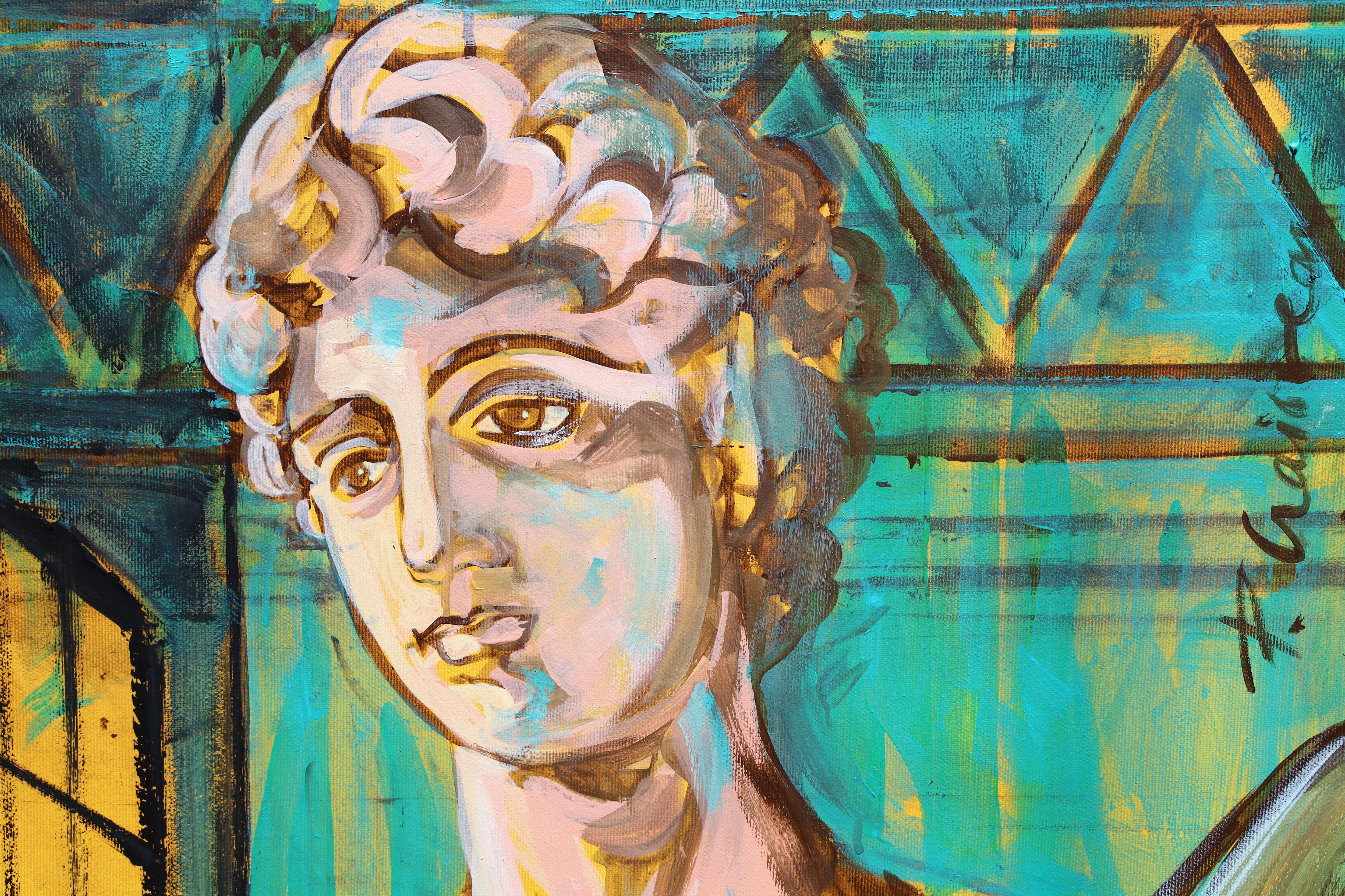 L'uomo e le macchine #4  Paula Craioveanu olio/tela Neo Mitologia FRAMMATO in vendita 2