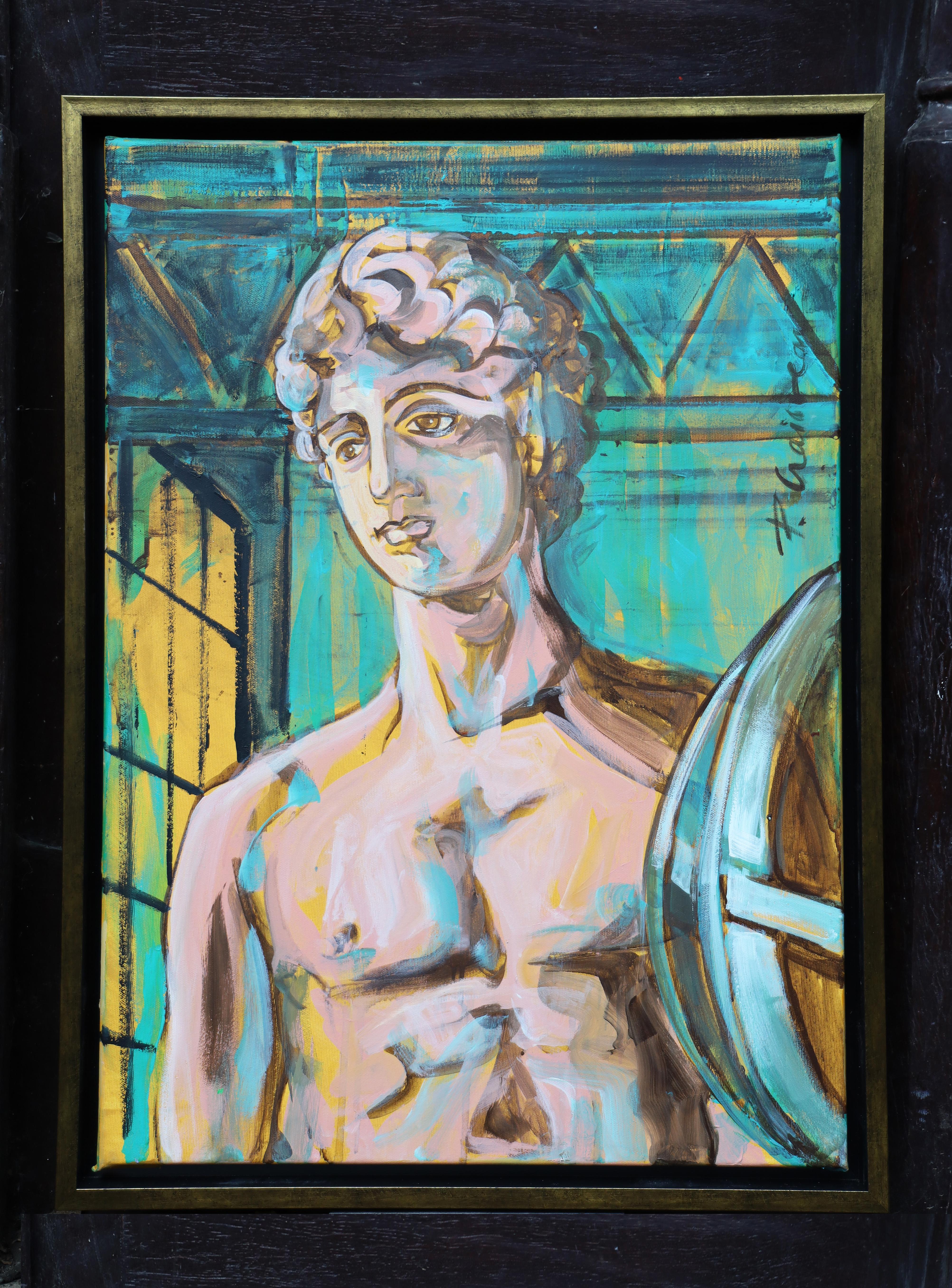 L'uomo e le macchine #4  Paula Craioveanu olio/tela Neo Mitologia FRAMMATO in vendita 3