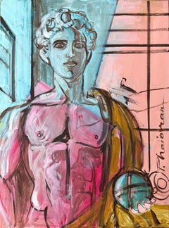 L'homme et les machines #5 Paula Craioveanu huile/toile Néo Mythologie ENCADRÉ