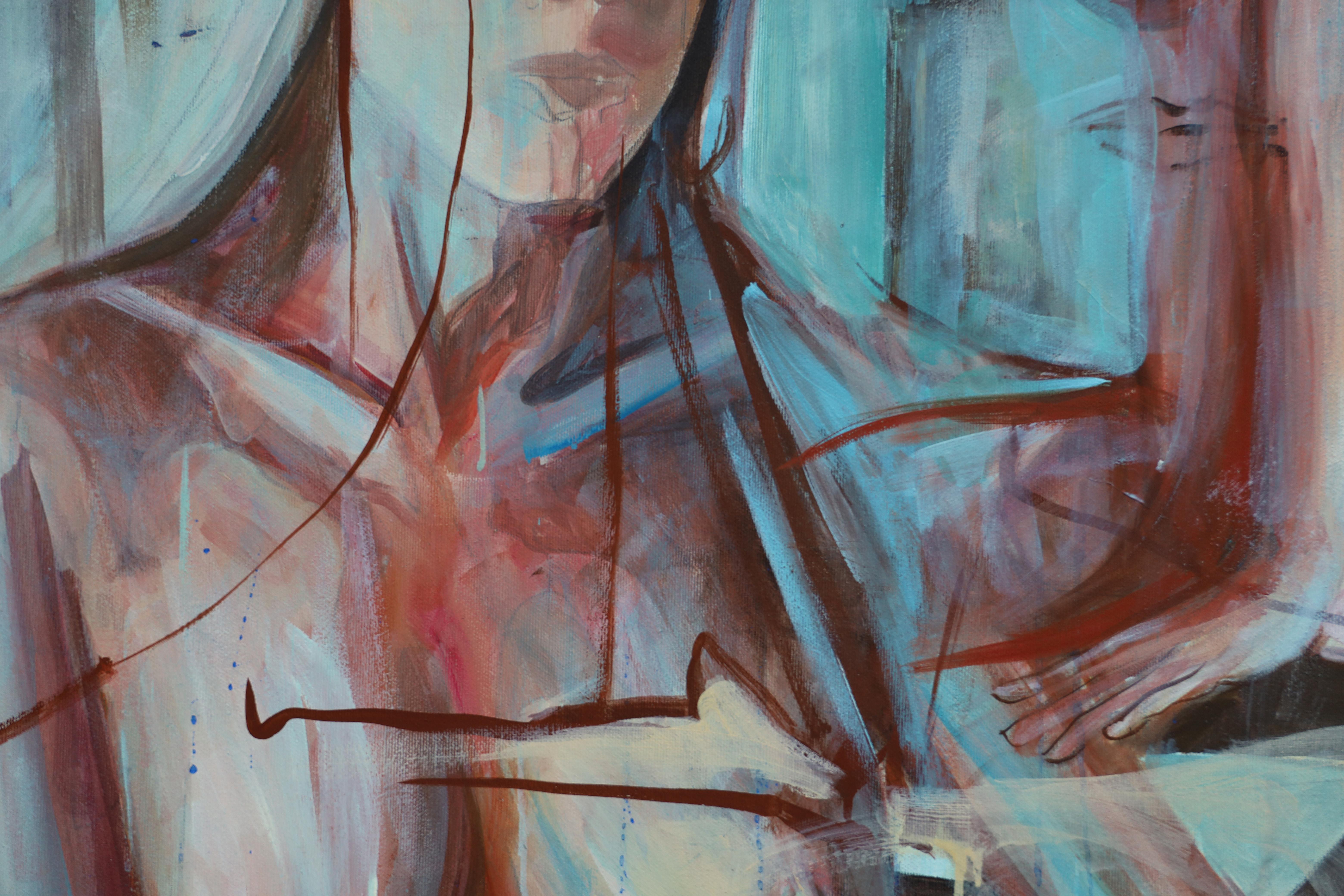 Erinnerungen an ein vergangenes Leben - original großes Ölgemälde Paula Craioveanu  59x39in im Angebot 1