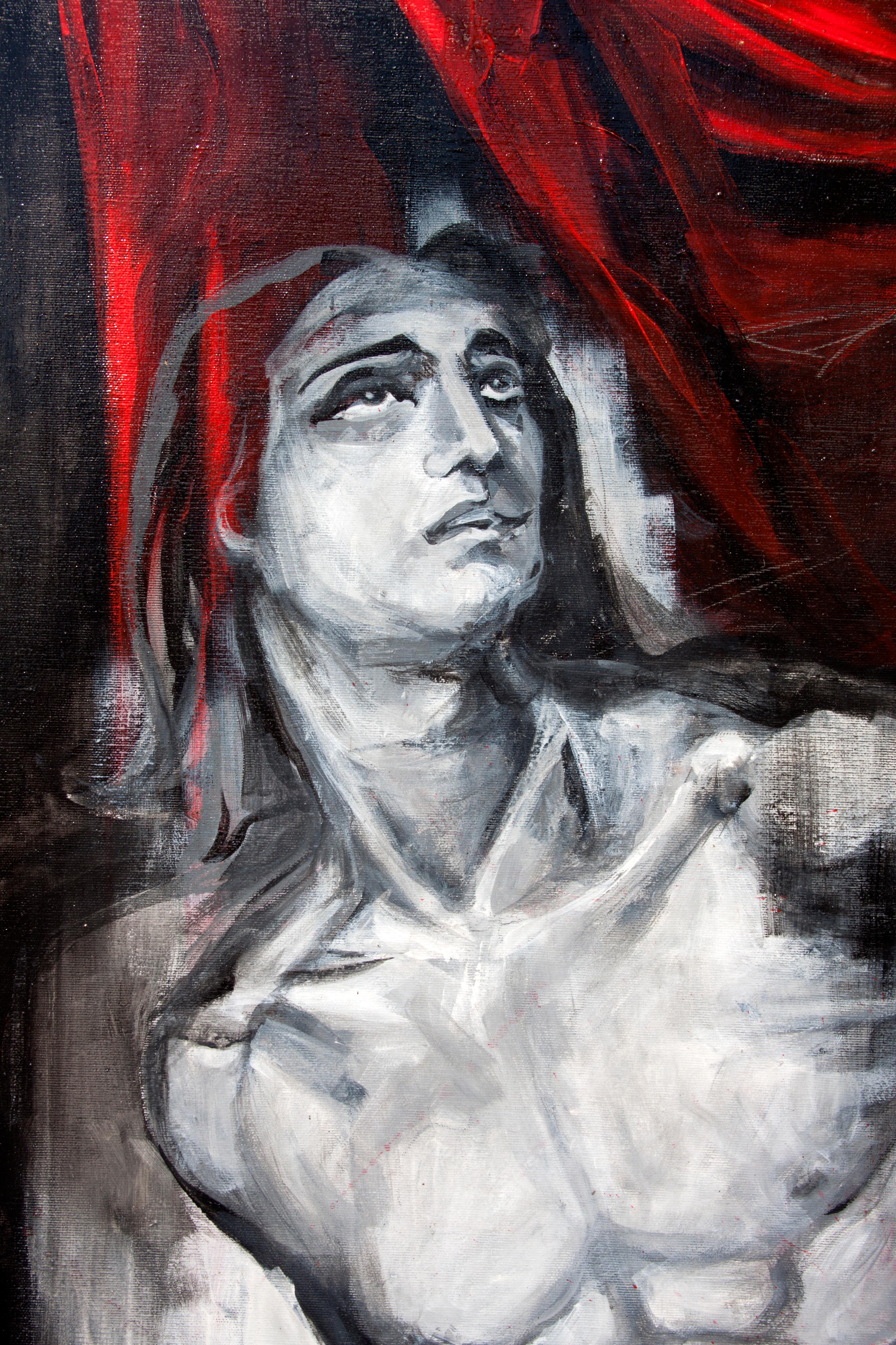 Mein Sebastian, Originalgemälde auf Leinwand von Paula Craioveanu, modernes religiöses Gemälde 1