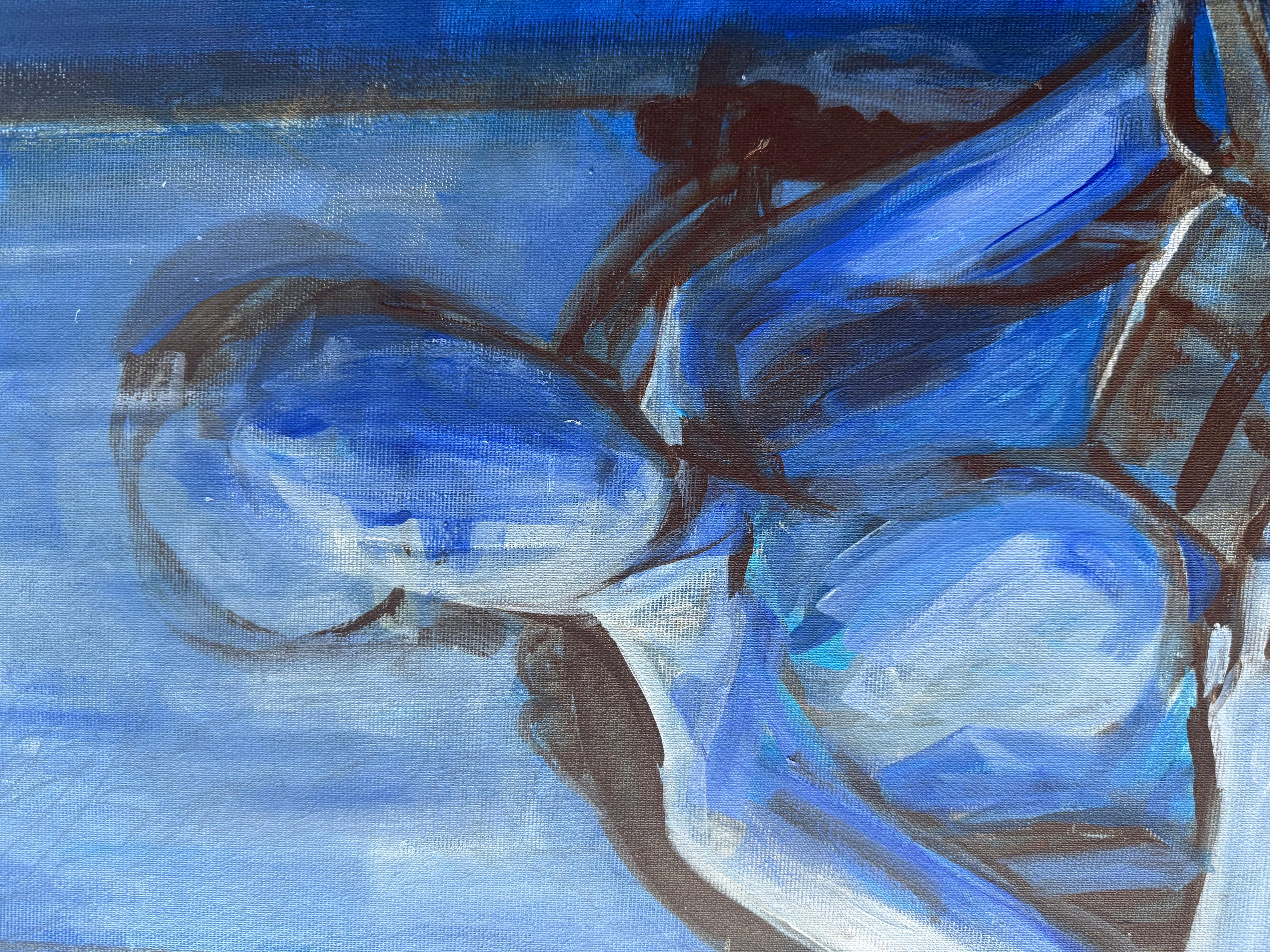 Nacht Akt auf Sessel2 Originalgemälde Paula Craioveanu 39x23in Expressionismus im Angebot 2