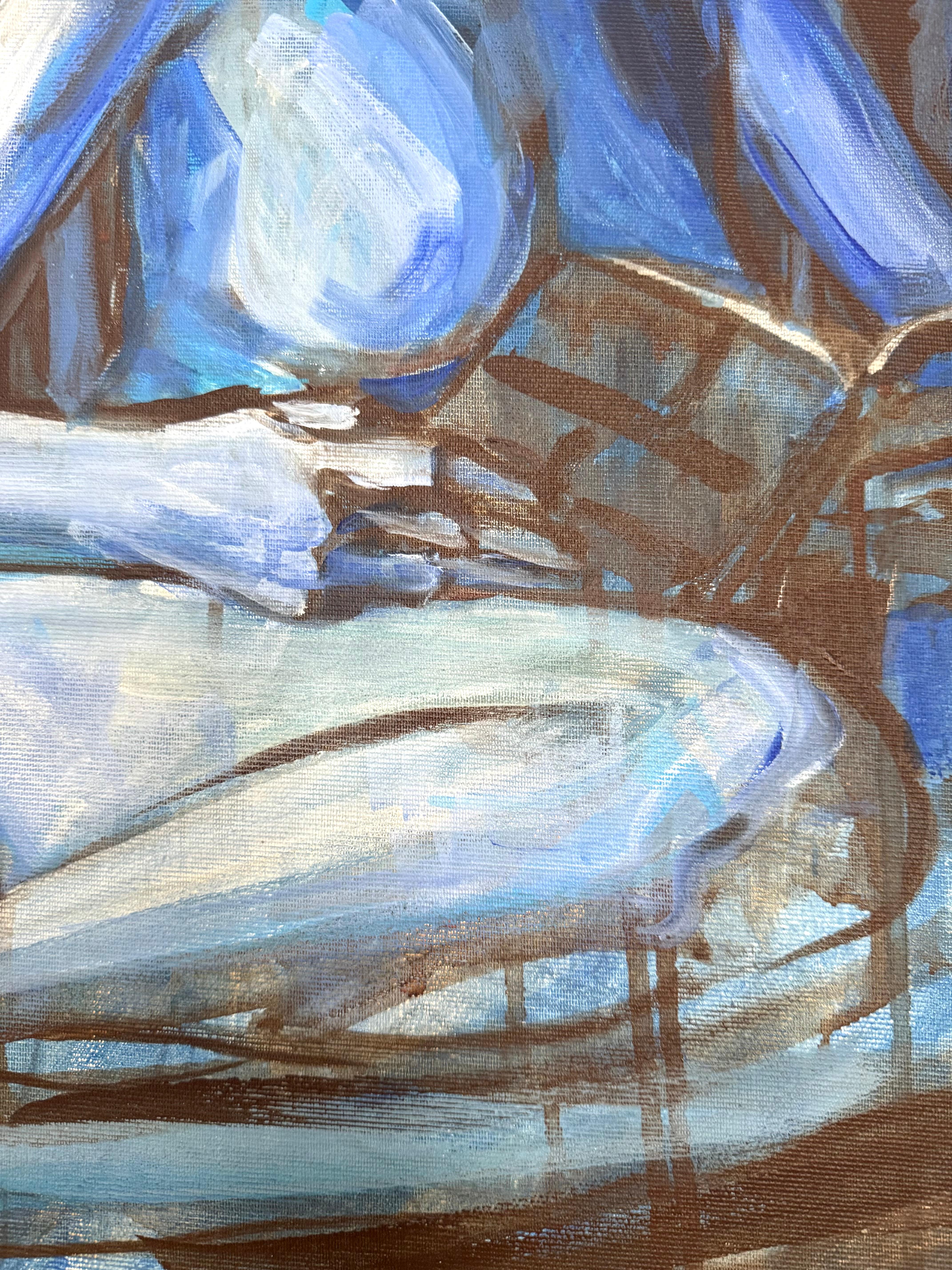 Nacht Akt auf Sessel2 Originalgemälde Paula Craioveanu 39x23in Expressionismus im Angebot 2