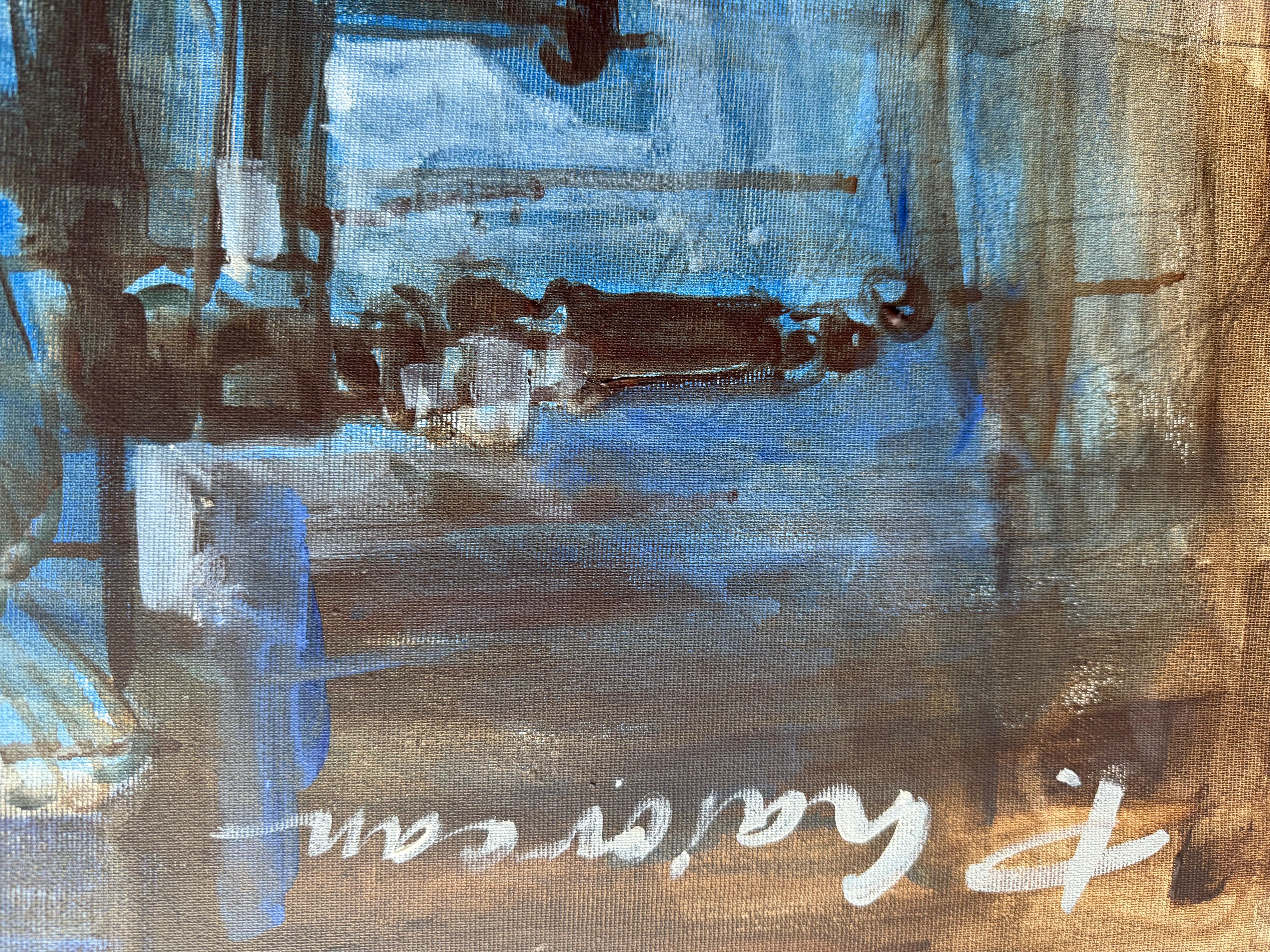 Nacht Akt auf Sessel2 Originalgemälde Paula Craioveanu 39x23in Expressionismus im Angebot 5