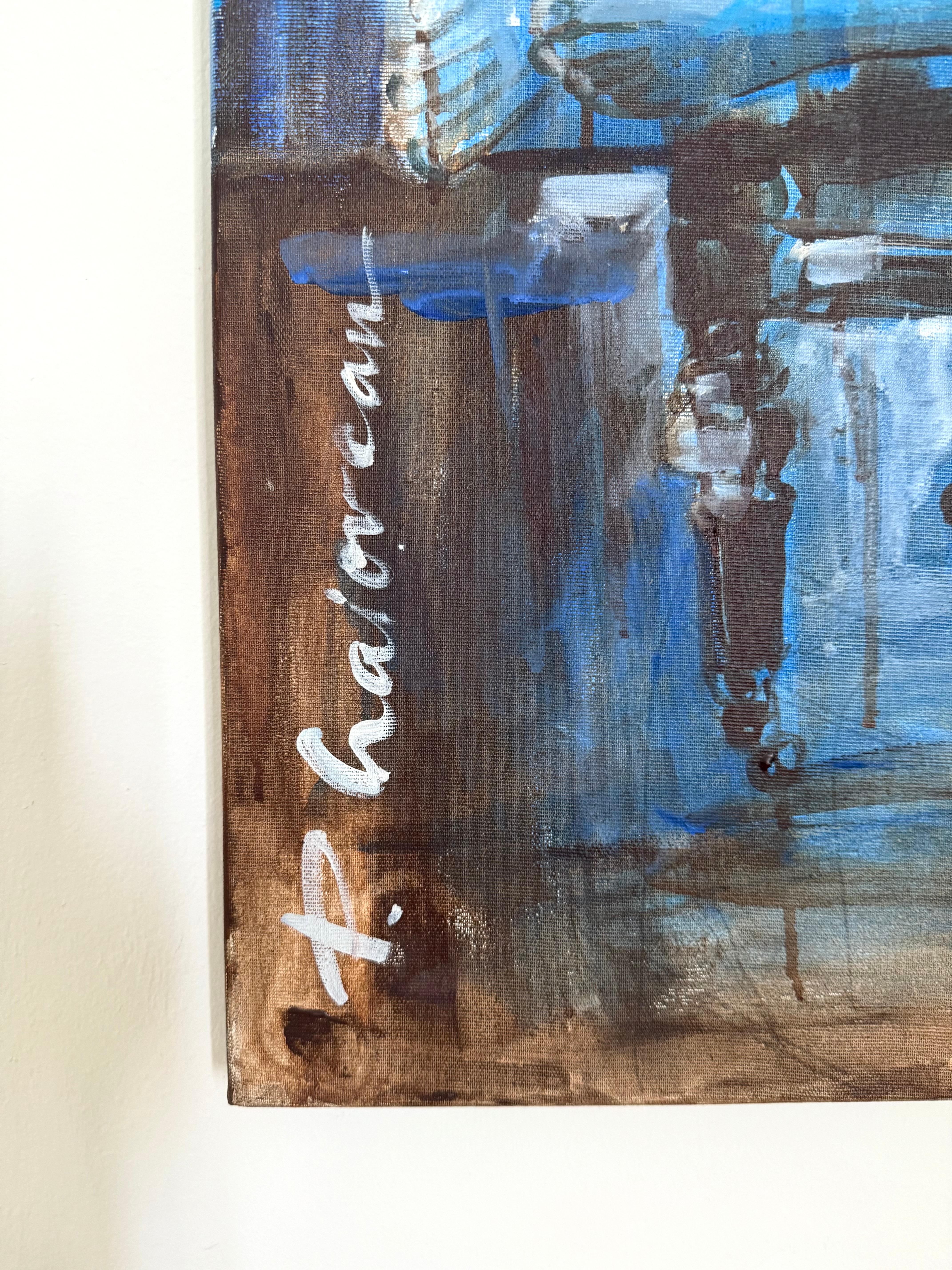 Nacht Akt auf Sessel2 Originalgemälde Paula Craioveanu 39x23in Expressionismus im Angebot 5