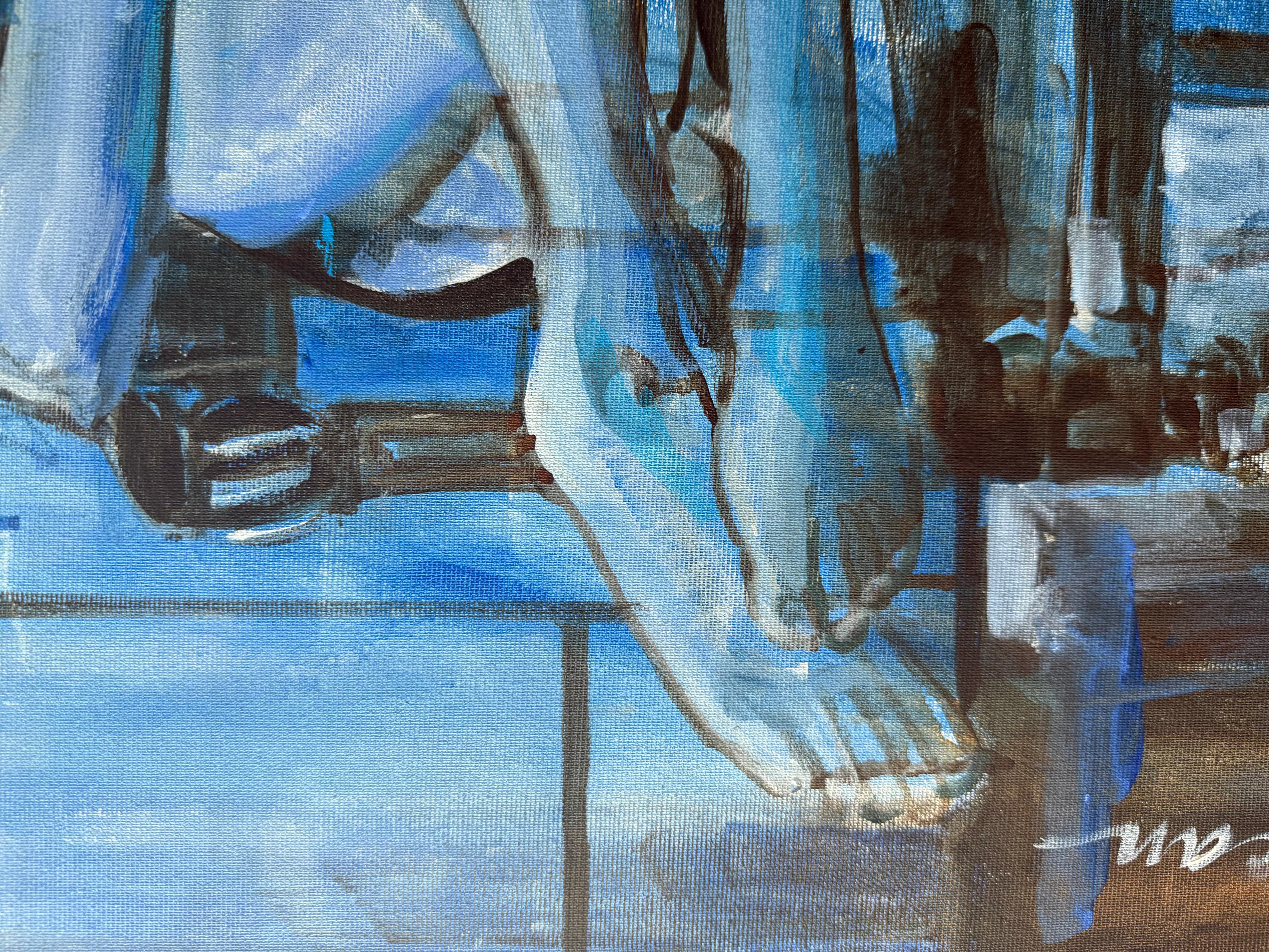 Nacht Akt auf Sessel2 Originalgemälde Paula Craioveanu 39x23in Expressionismus im Angebot 6