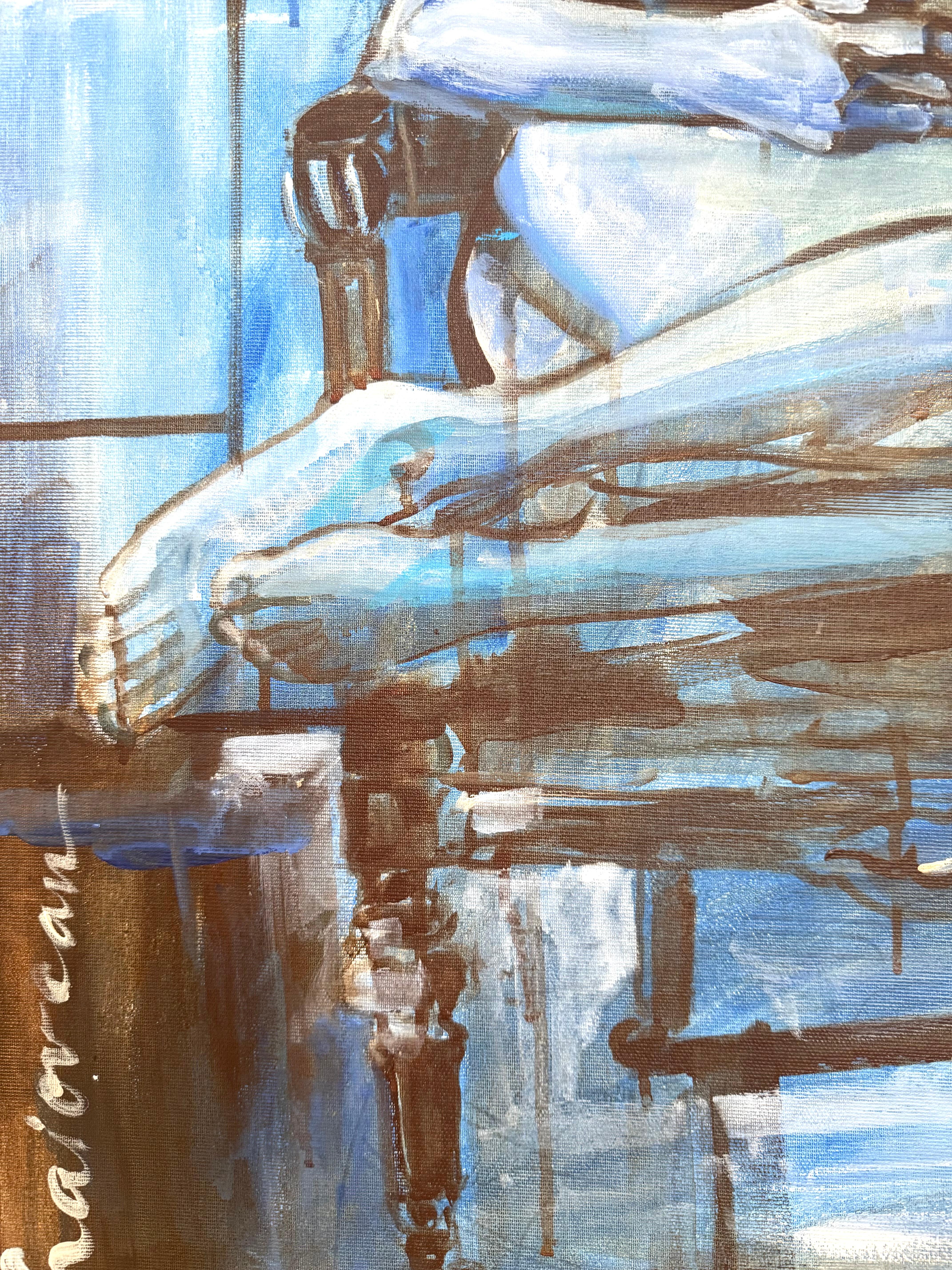 Nacht Akt auf Sessel2 Originalgemälde Paula Craioveanu 39x23in Expressionismus im Angebot 6