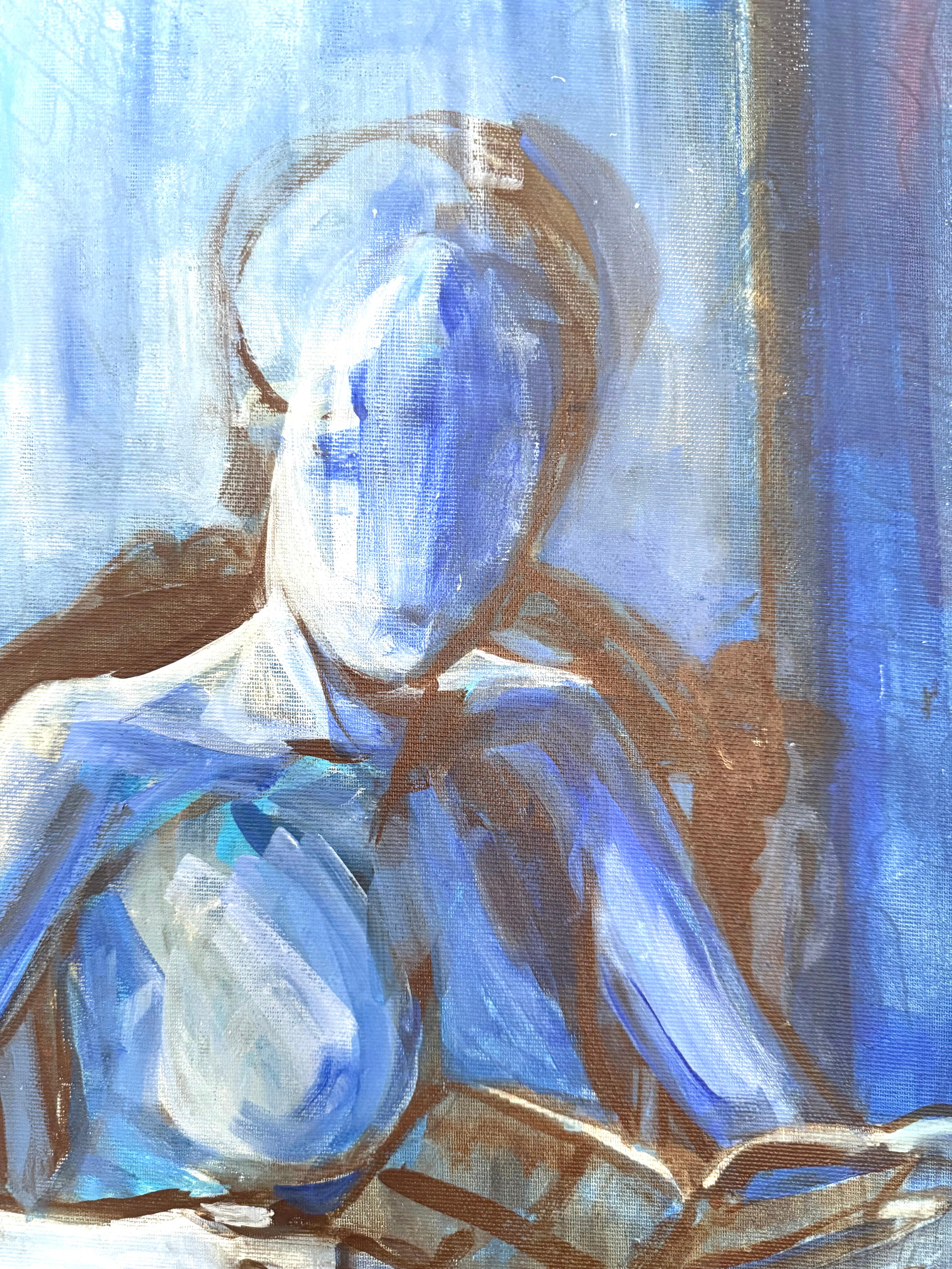 Nacht Akt auf Sessel2 Originalgemälde Paula Craioveanu 39x23in Expressionismus im Angebot 7