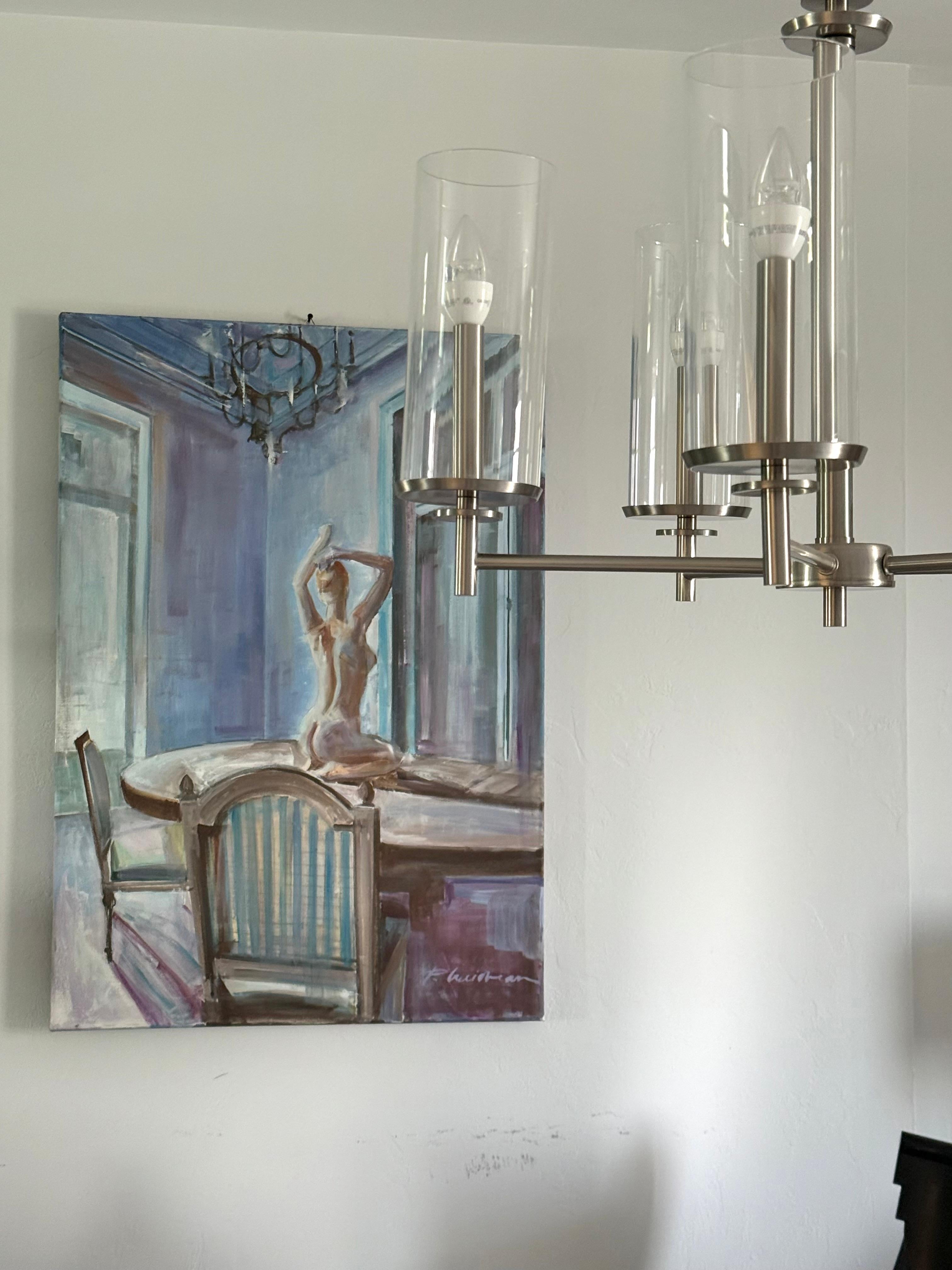 Nude in Interior (Woman on Top) large oil painting Paula Craioveanu 39x27in For Sale 4