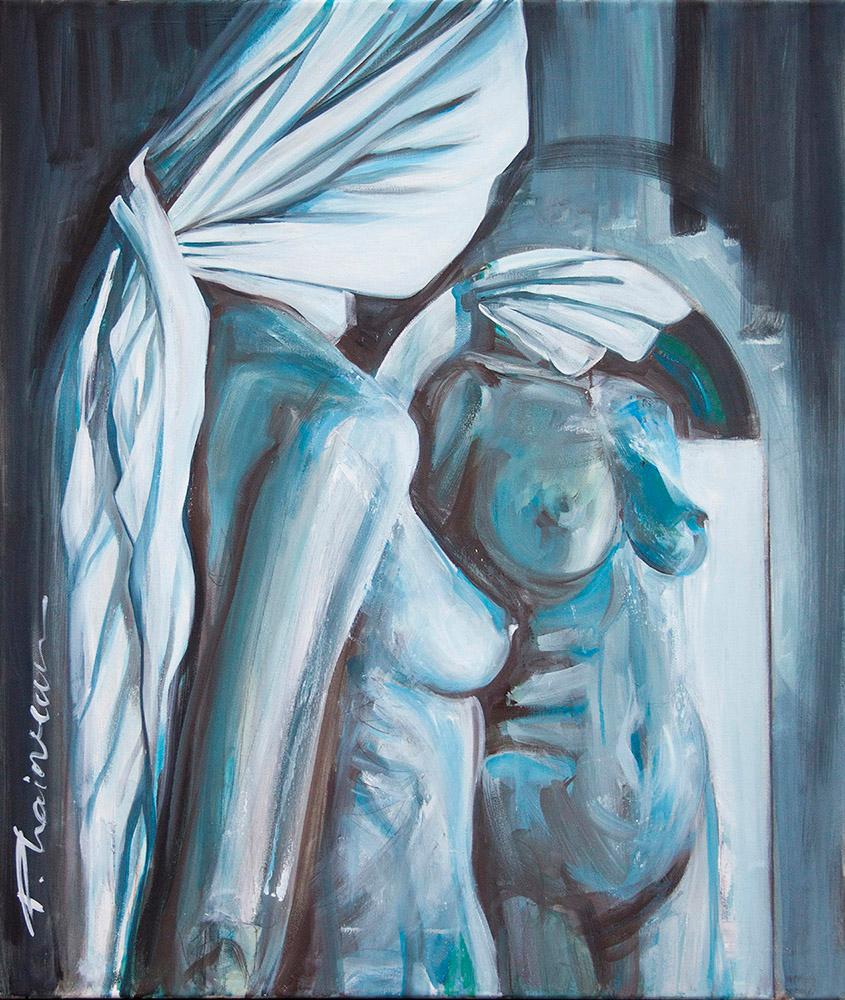 Nude Painting di Paula Craioveanu - Nudo allo specchio  olio originale su tela