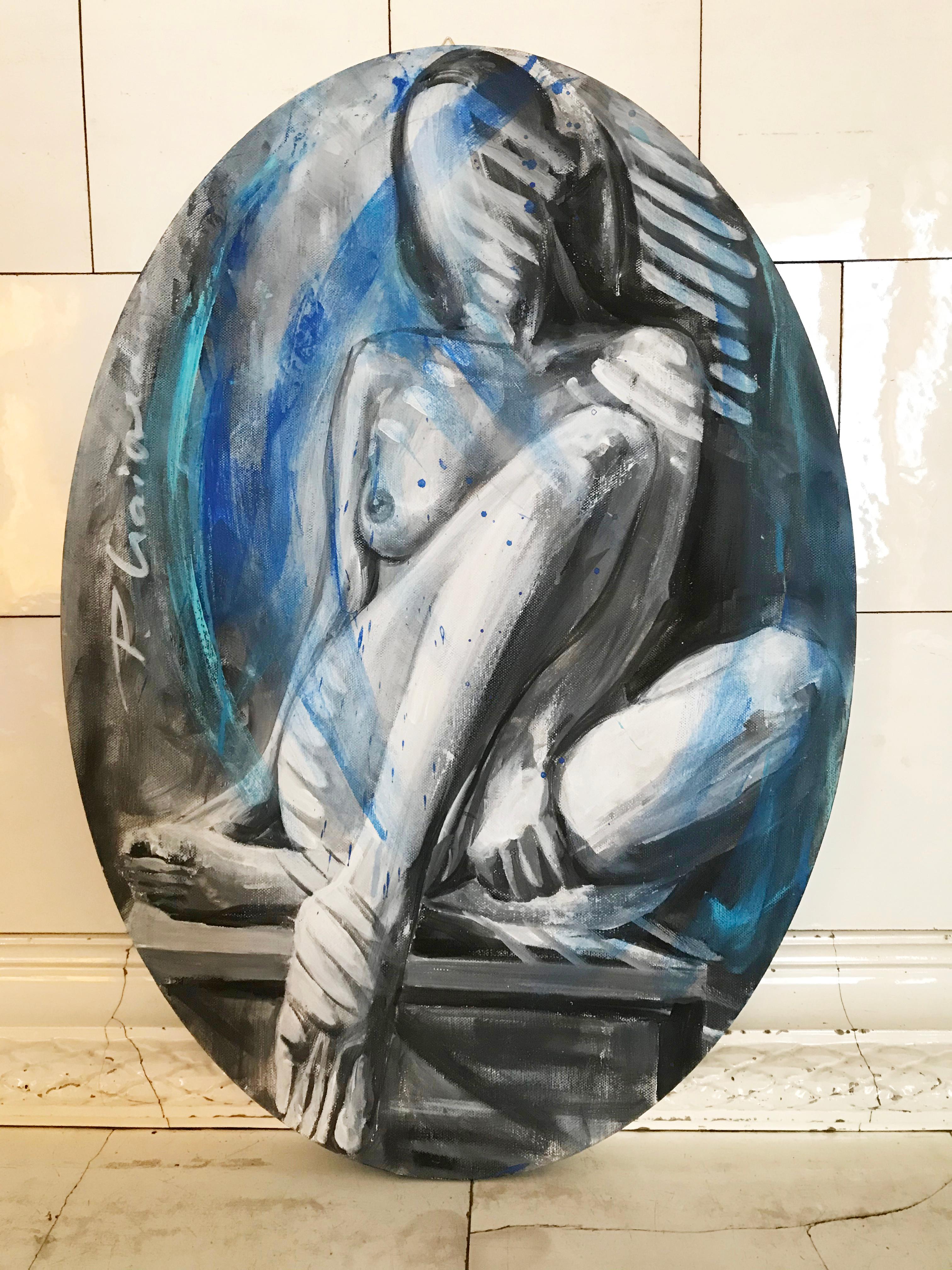 Nu dans l'ombre  Peinture originale de Paula Craioveanu elipse en vente 2