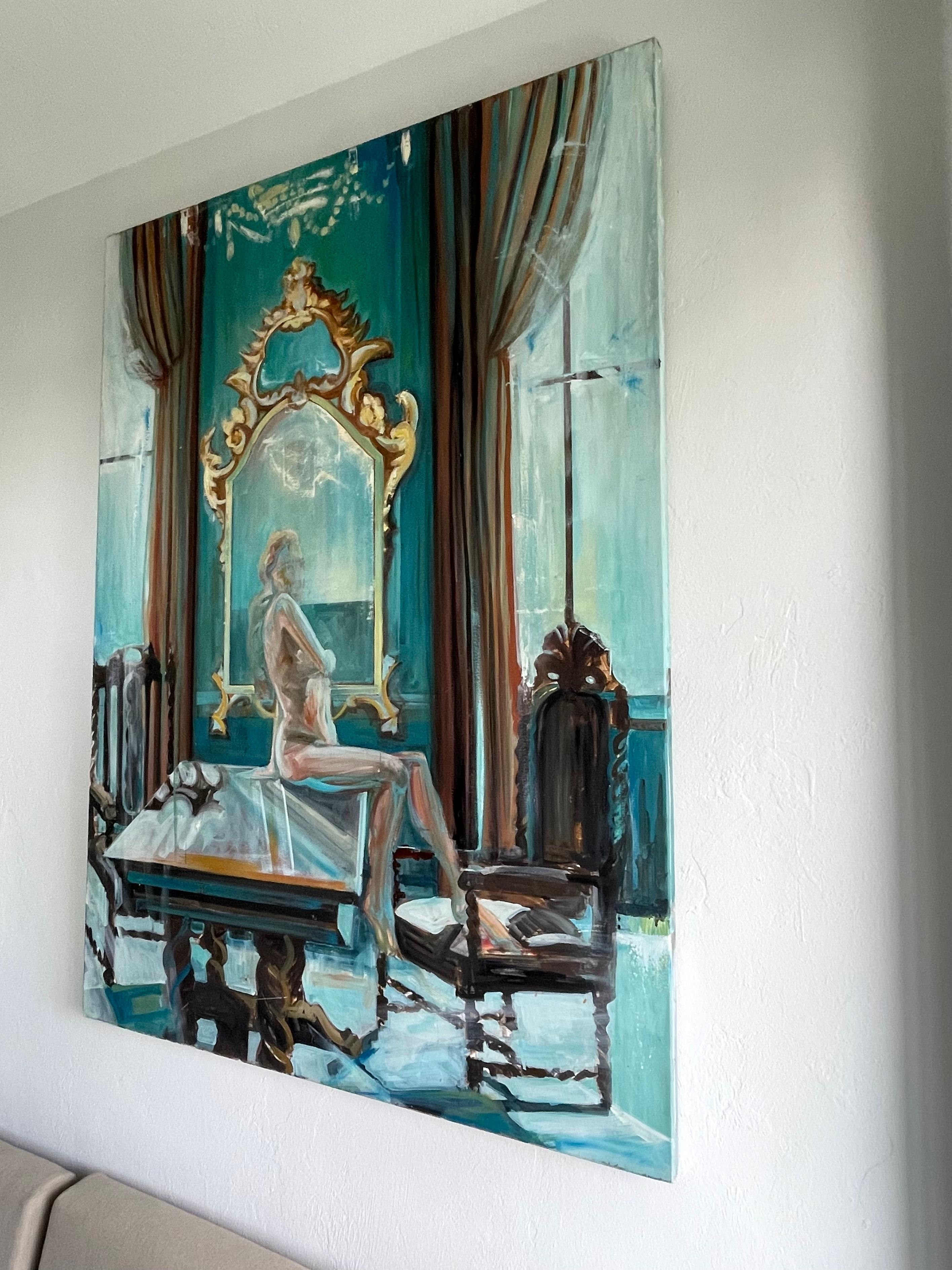 Akt in Venedig - Original großes Ölgemälde Paula Craioveanu  55x40in im Angebot 1