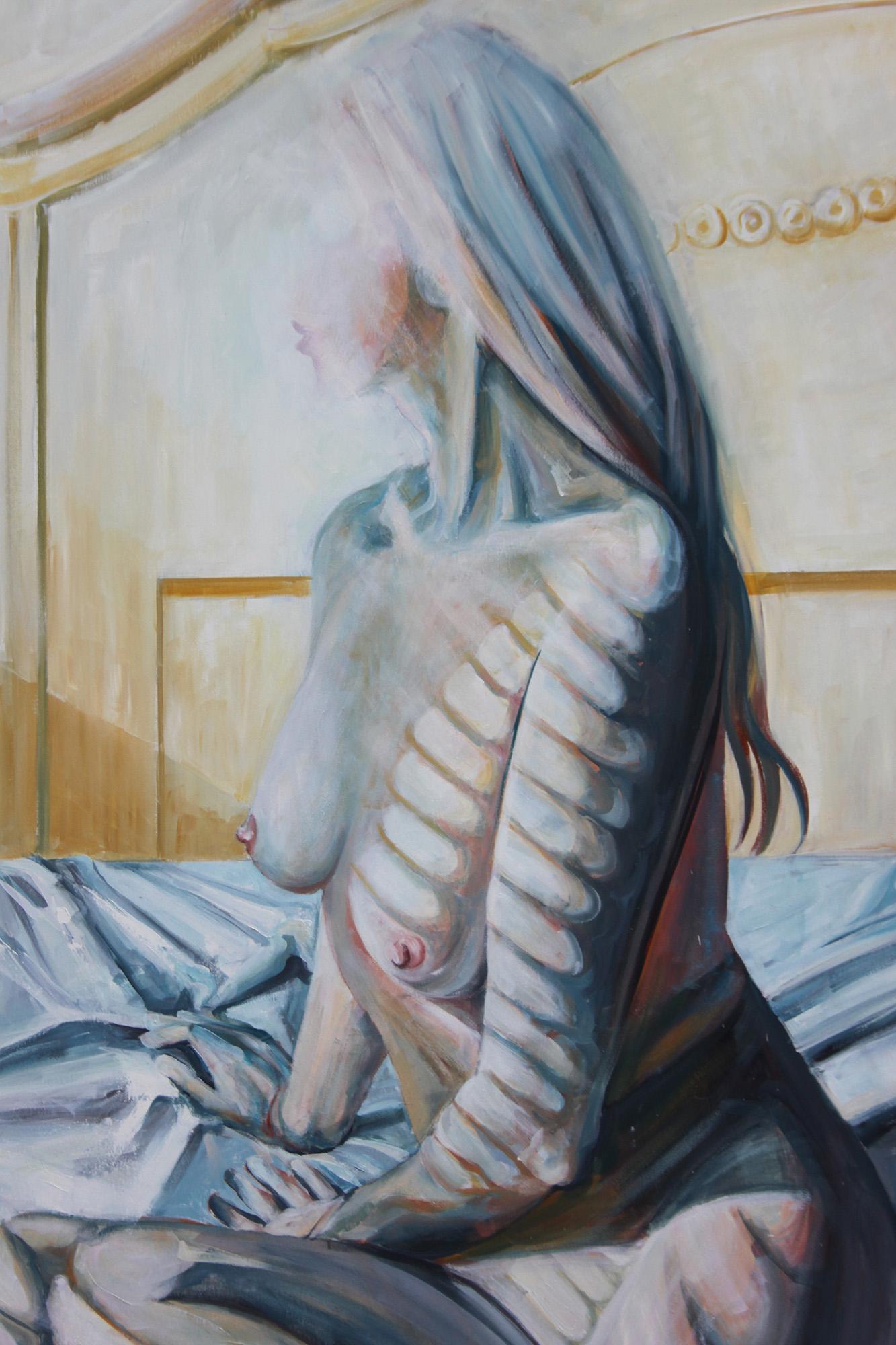 Nude in Winterlicht – Painting von Paula Craioveanu