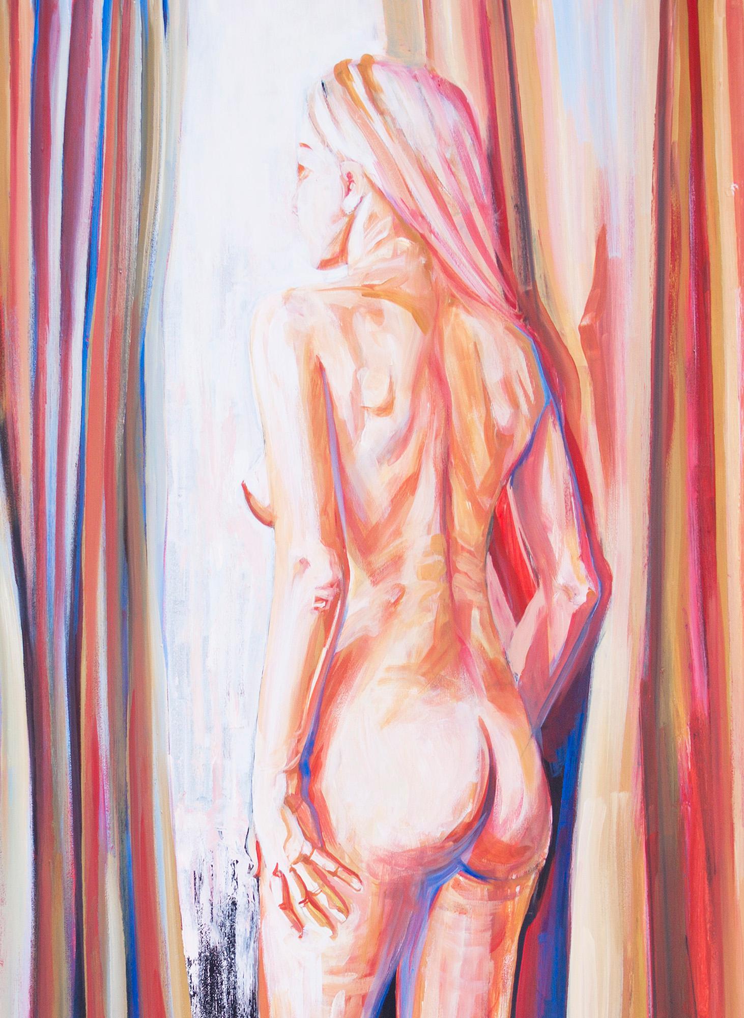 Nude Standing by the Window - Painting by Paula Craioveanu
