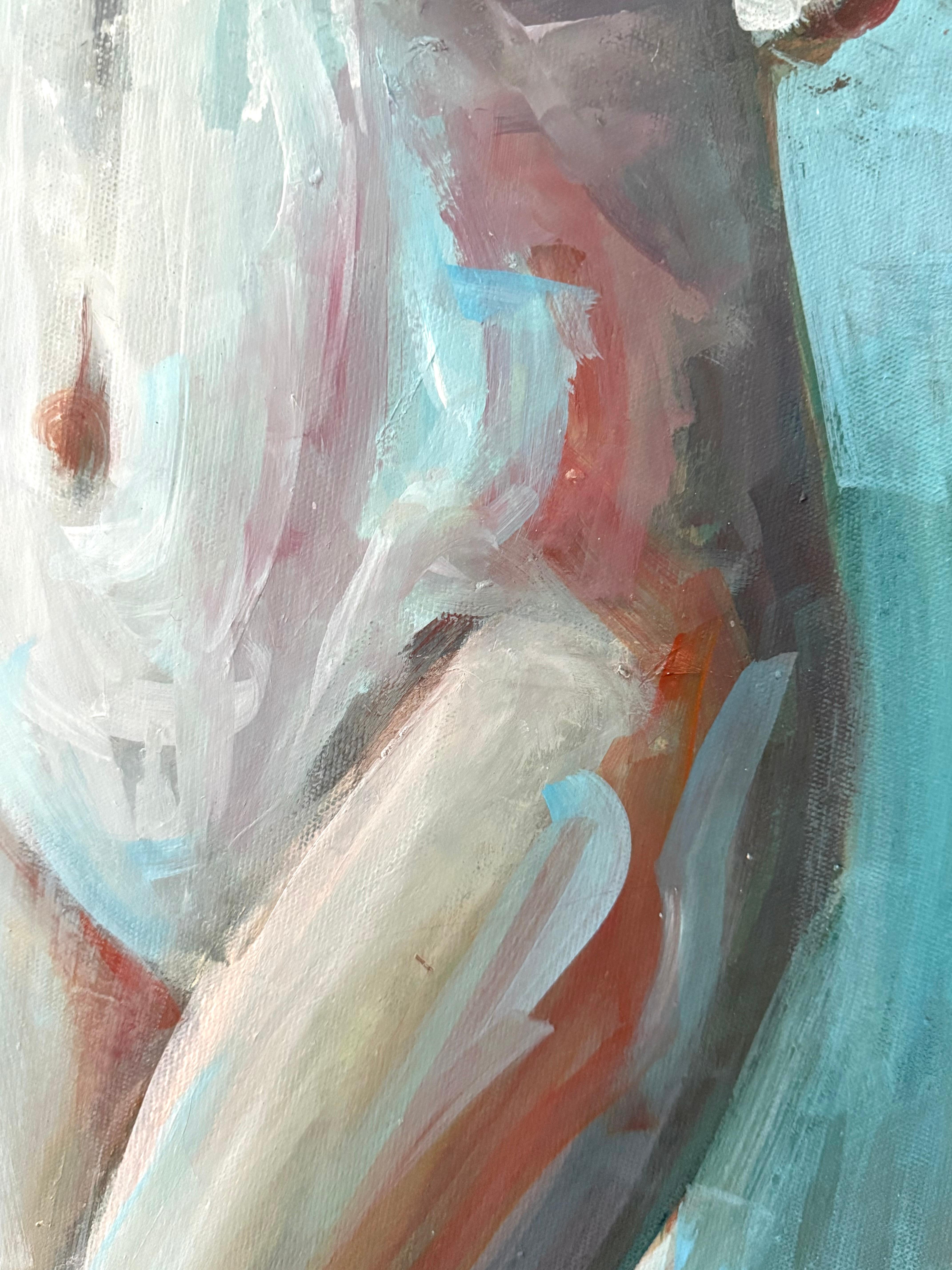 NUDE with RED GLASS 3 round canvases 20 in each For Sale 5