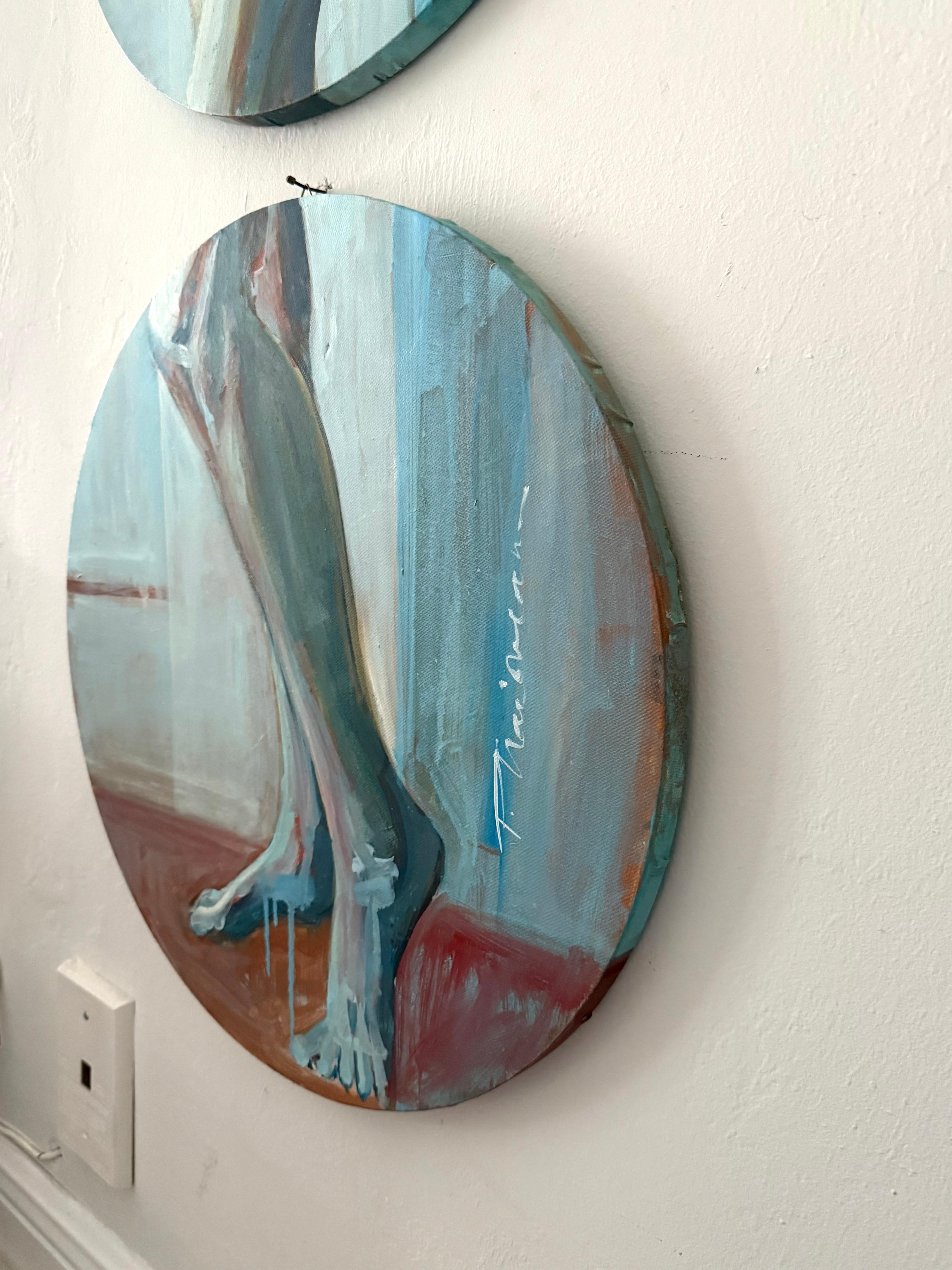 NUDE with RED GLASS 3 round canvases 20 in each For Sale 2