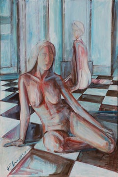 Nudes on Chessed Floor - original large painting by Paula Craioveanu