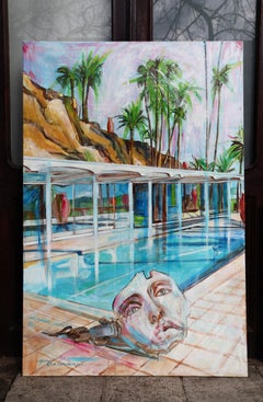 Old World New World Acrylic Painting, 59x39in, Modern Contrast