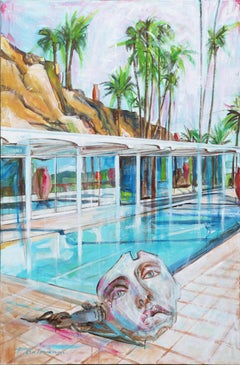 OLD WORLD NEW WORLD - grande peinture originale de Paula Craioveanu 59x39in