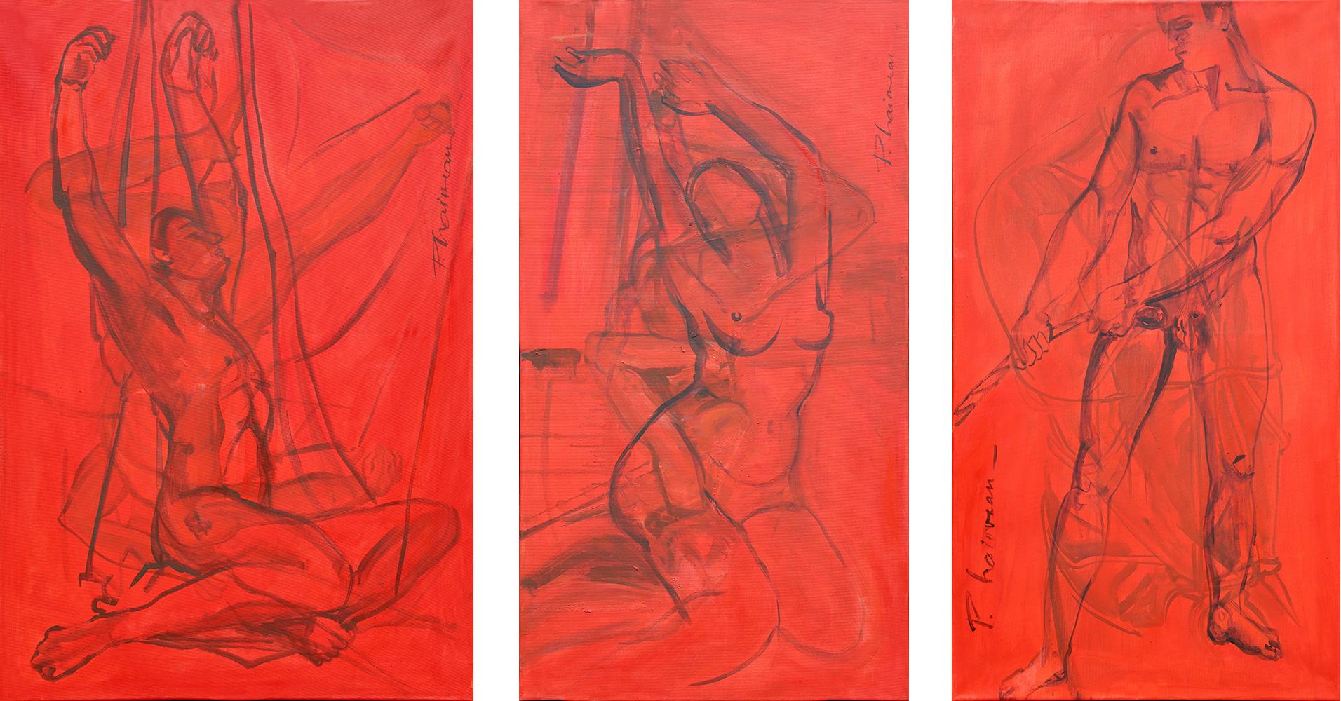 Passione #2 -  Nudo rosso pittura olio/tela originale Paula Craioveanu in vendita 3