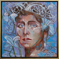 Originalgemälde von Paula Craioveanu, Königin Marie von Rumänien, 32x32in FRAMED