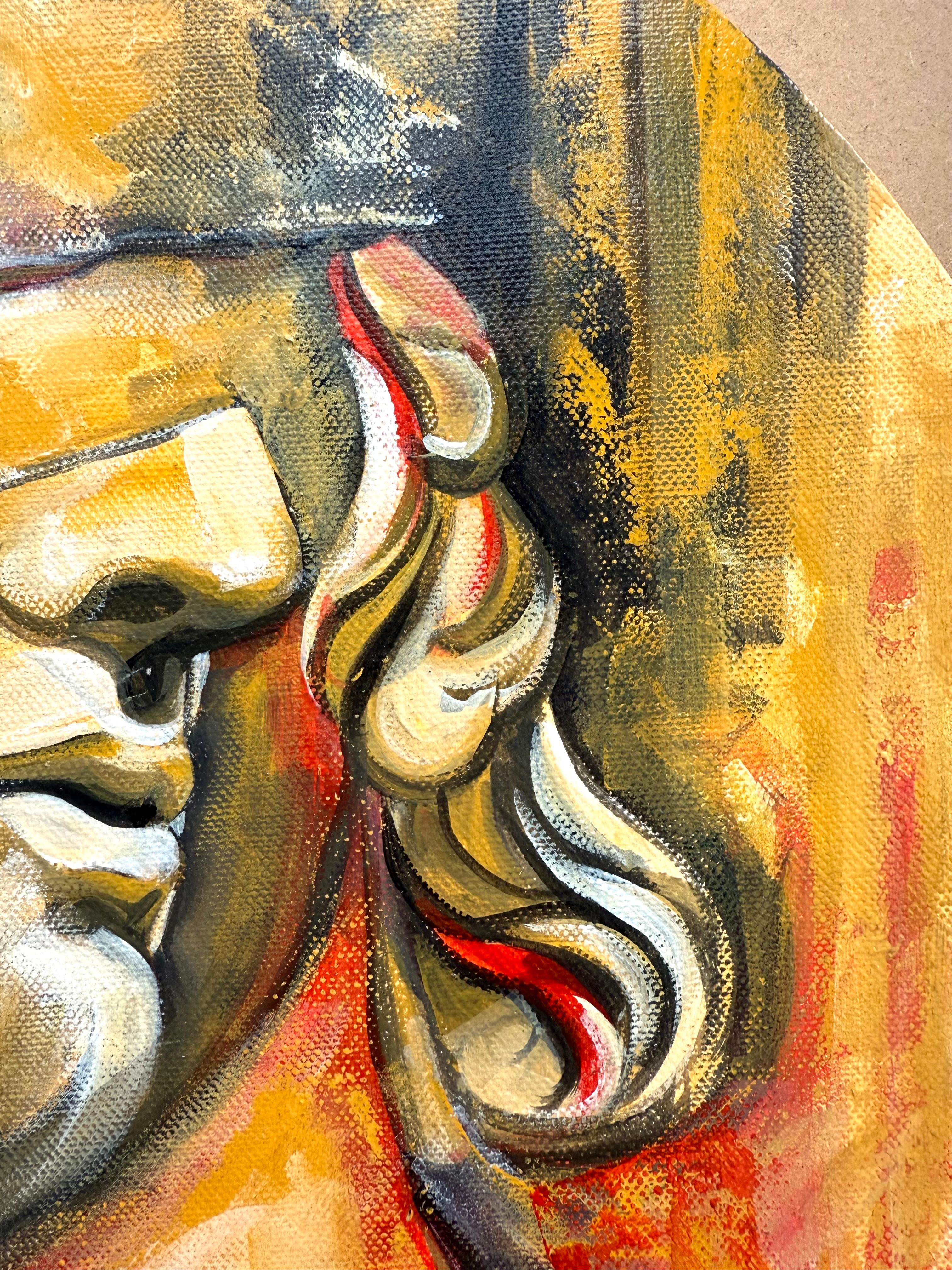 Question of Time - original painting on round canvas Paula Craioveanu For Sale 7