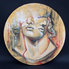 Question of Time - original painting on round canvas Paula Craioveanu