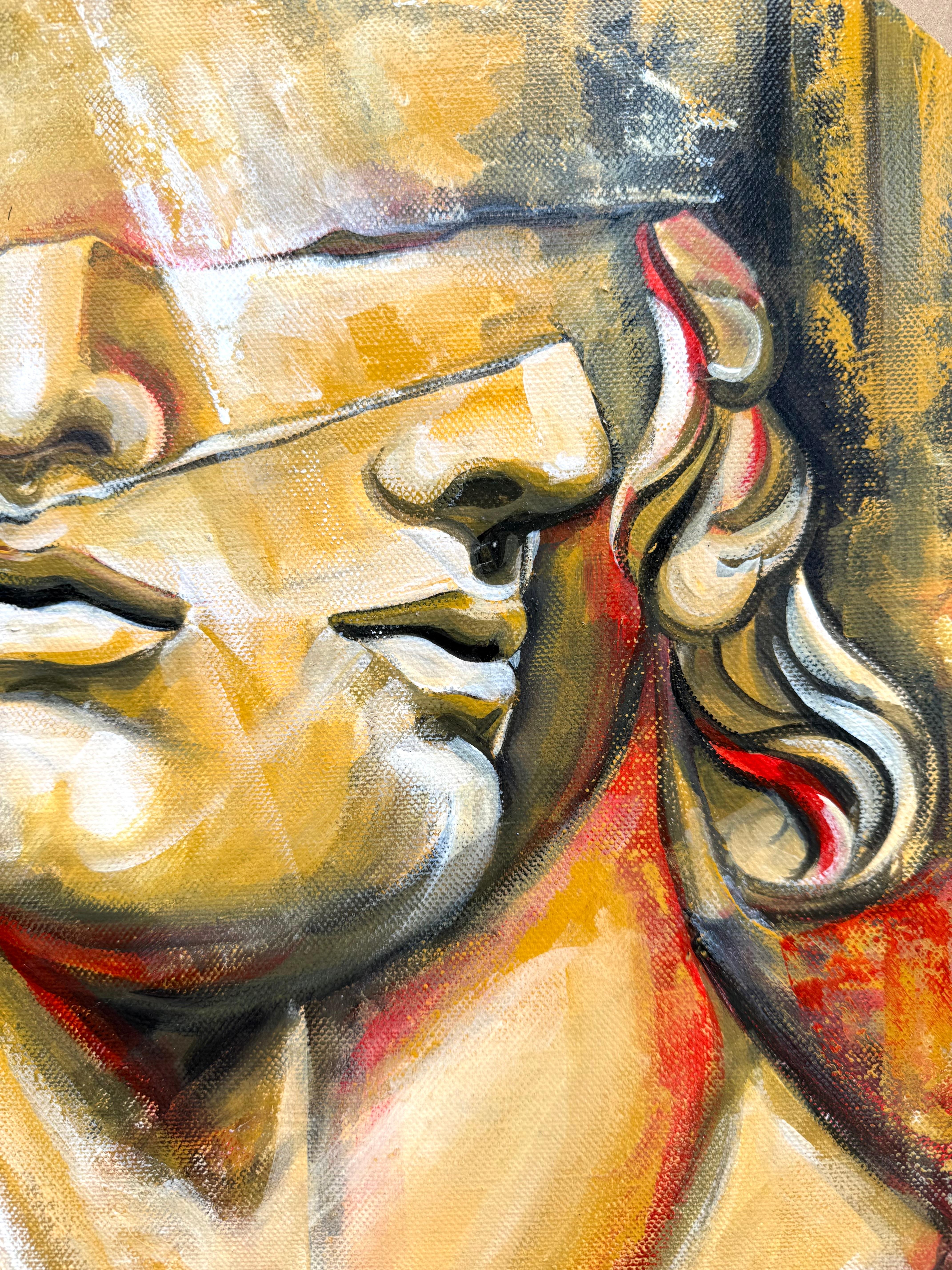 Question of Time - original painting on round canvas Paula Craioveanu For Sale 3