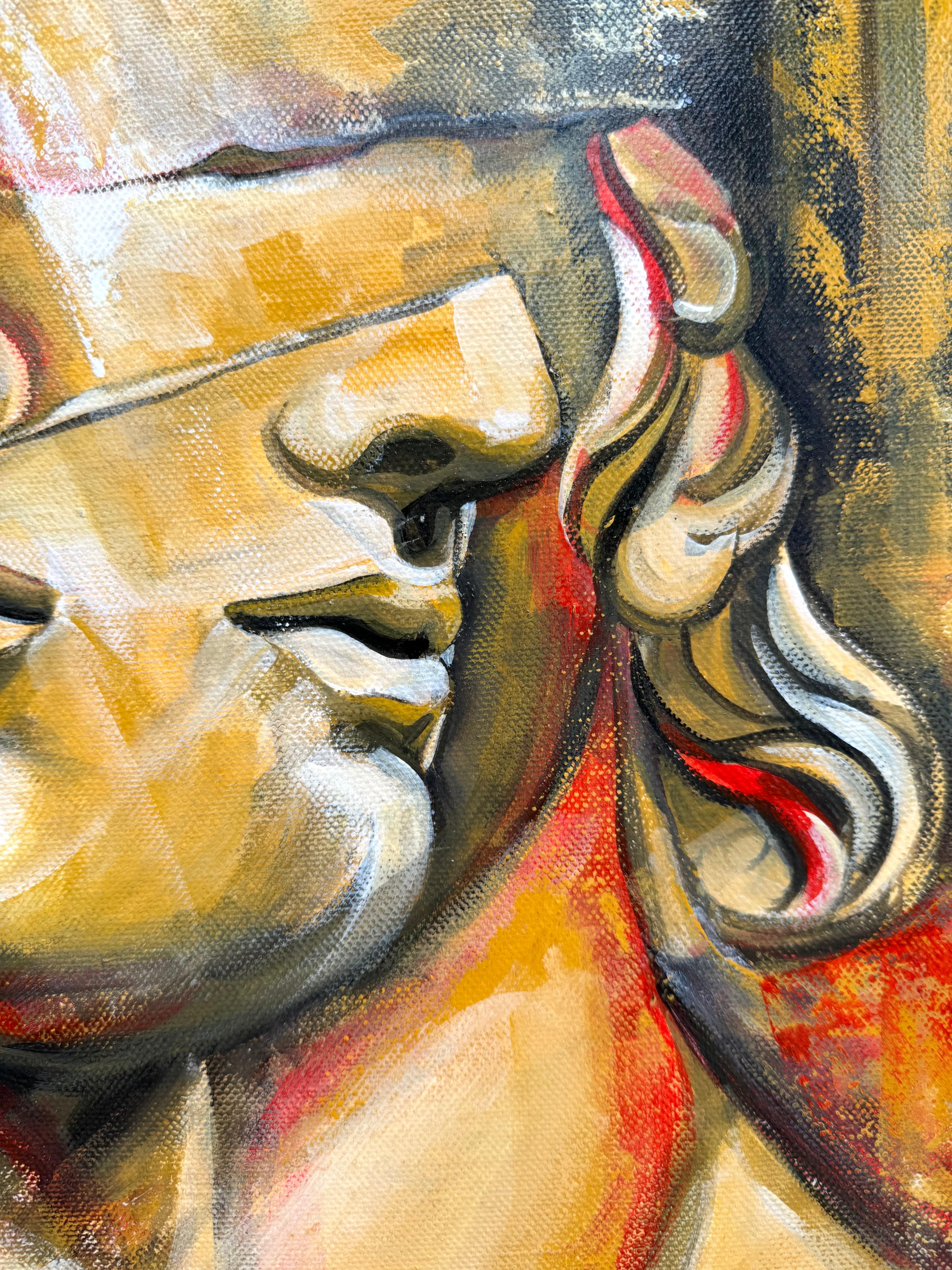 Question of Time - original painting on round canvas Paula Craioveanu For Sale 4