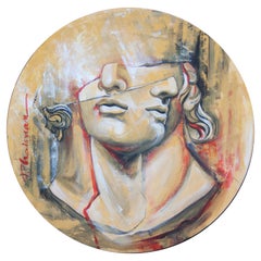 Question of Time - original painting on round canvas Paula Craioveanu