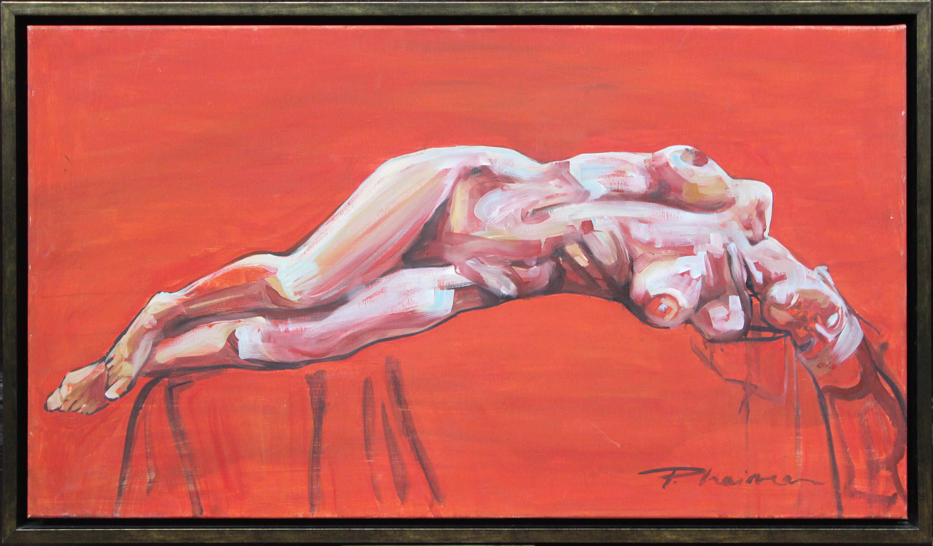 ROJO DESNUDO - óleo original de Paula Craioveanu ENMARCADO