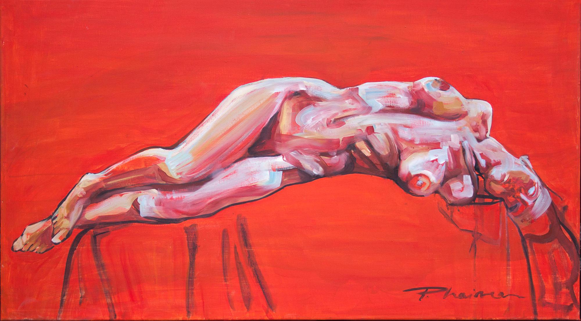 Red Nude
oil on canvas
Original, one-of-a-kind, painting.
FRAMED with gold minimalist frame

Part of "Nude in Interior" solo show, March 2022.


Artist Statement
"I started by painting interiors, being interested in space and perspective through my