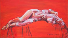 Red Nude - original one of a kind oil painting by Paula Craioveanu