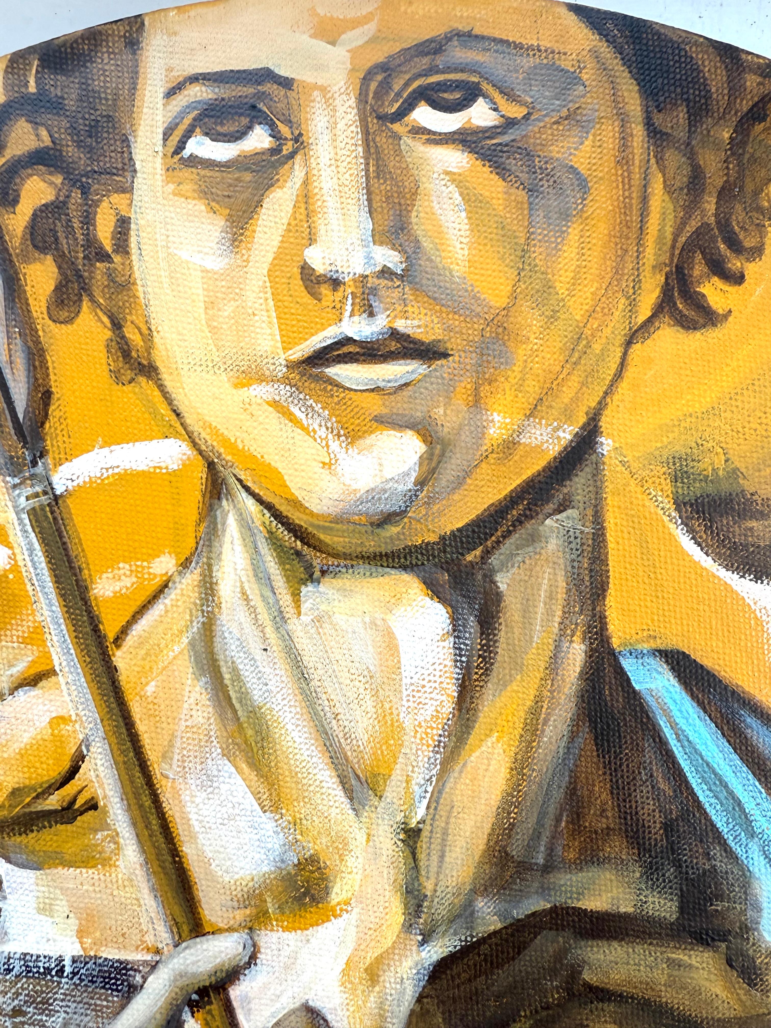 Saint Sebastian – Originalgemälde auf runder Leinwand Paula Craioveanu im Angebot 2