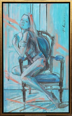 Alba  (Nudo su poltrona #4) quadro originale Paula Craioveanu 39x23in FRAMED