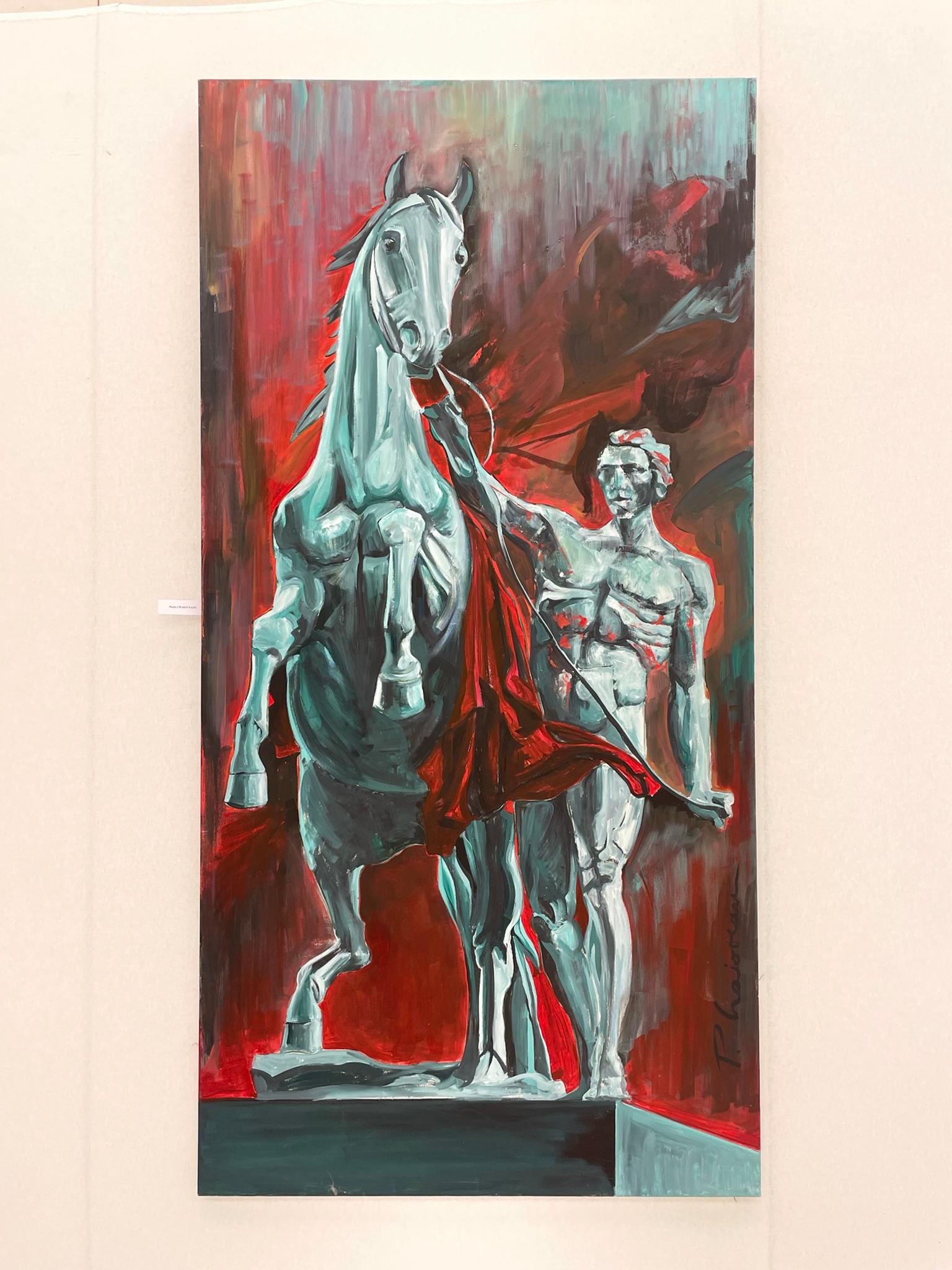 The Horse Tamer – Originalgemälde von Paula Craioveanu – Neo-Mythologie-Hero im Angebot 1