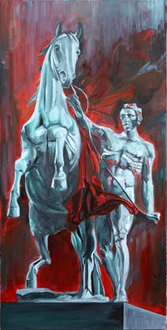 The Horse Tamer - peinture originale de Paula Craioveanu - héros de la mythologie néo-mythologique