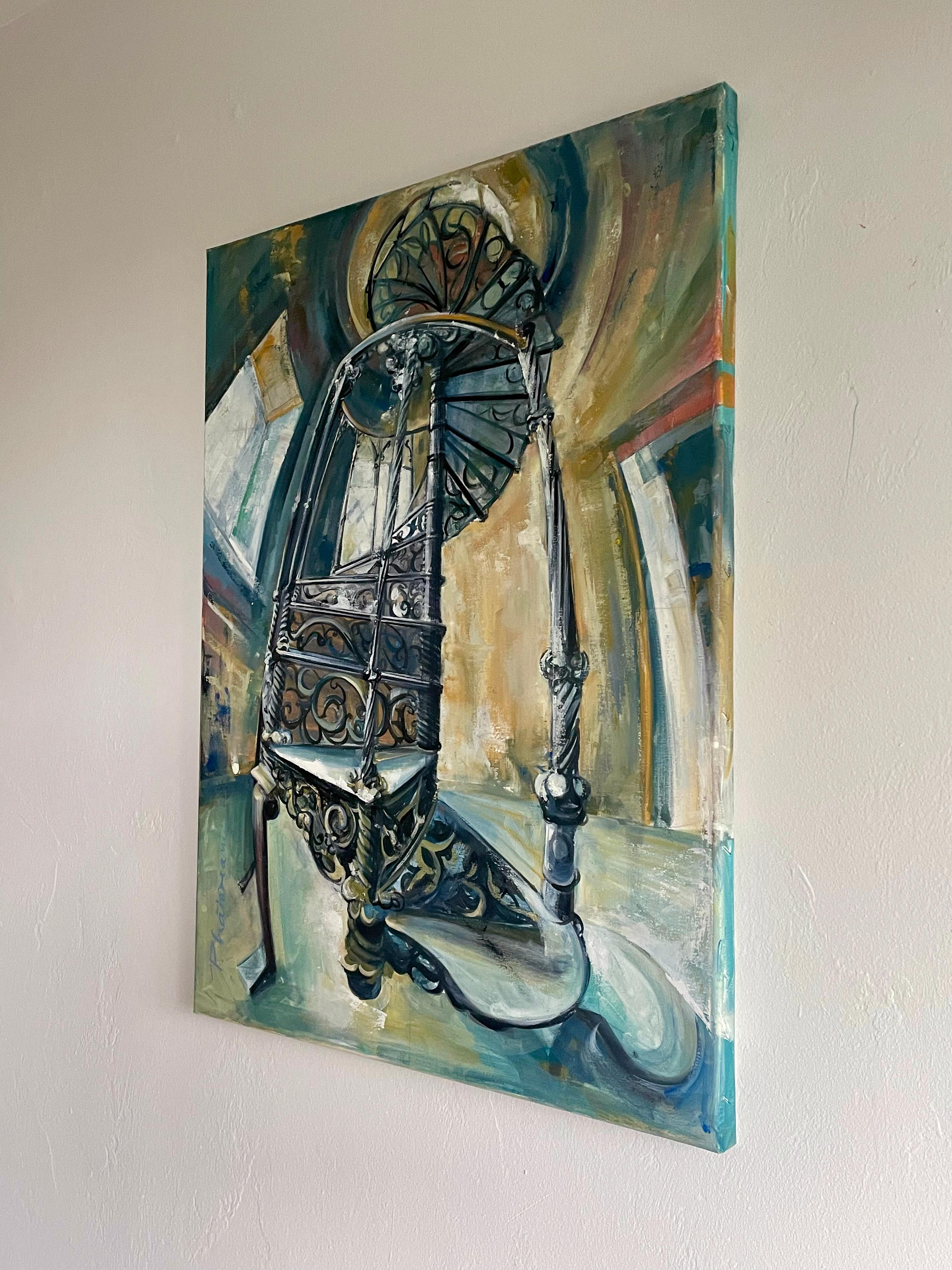 THE TOWER – originales großes Ölgemälde Paula Craioveanu  55x40in im Angebot 2