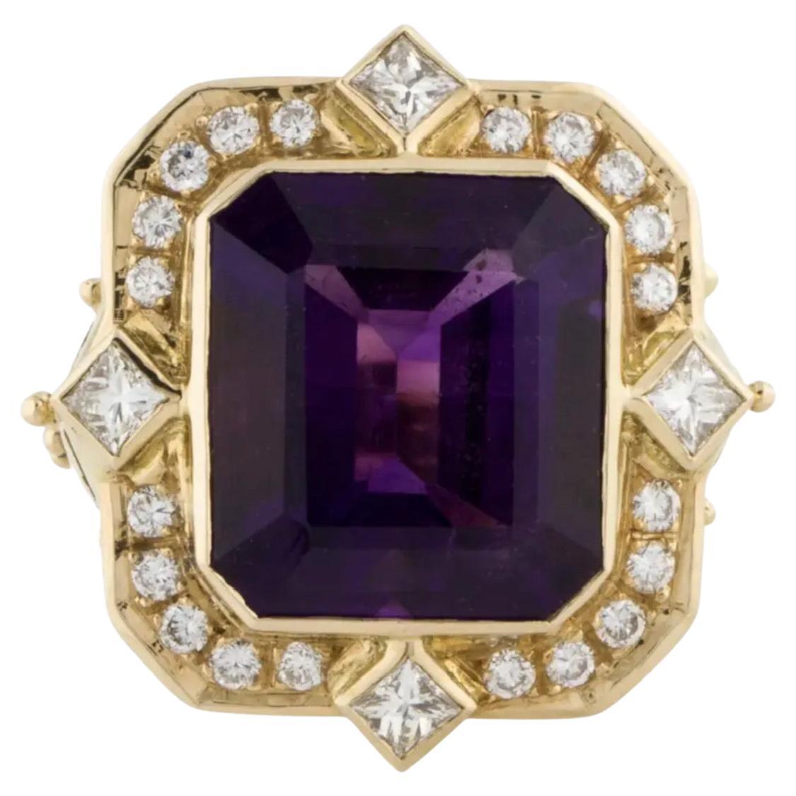 Paula Crevoshay 11.6 Carat Amethyst and Diamond Ring, Brilliant For Sale