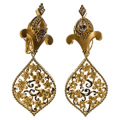 Paula Crevoshay 18k Yellow Gold and Gemstone Clip-on Earring Set