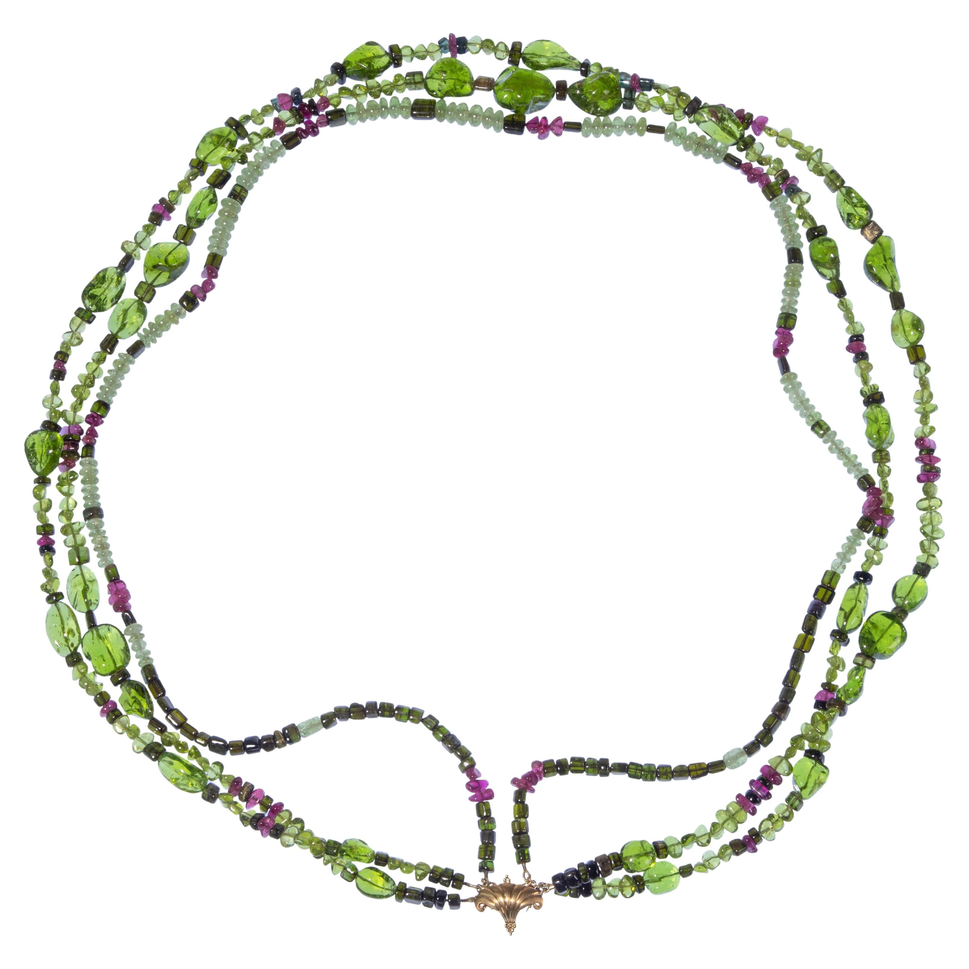 Paula Crevoshay Halskette aus 18 Karat Gelbgold und Edelsteinen mit Amethyst und Citrinperlen